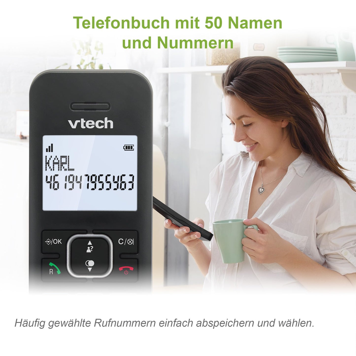 VTech LS1000 DECT cordless telephone Cordless telephone with innovative charging station, caller recognition/call waiting function, hands-free function, display and keyboard with backlight, ECO mode