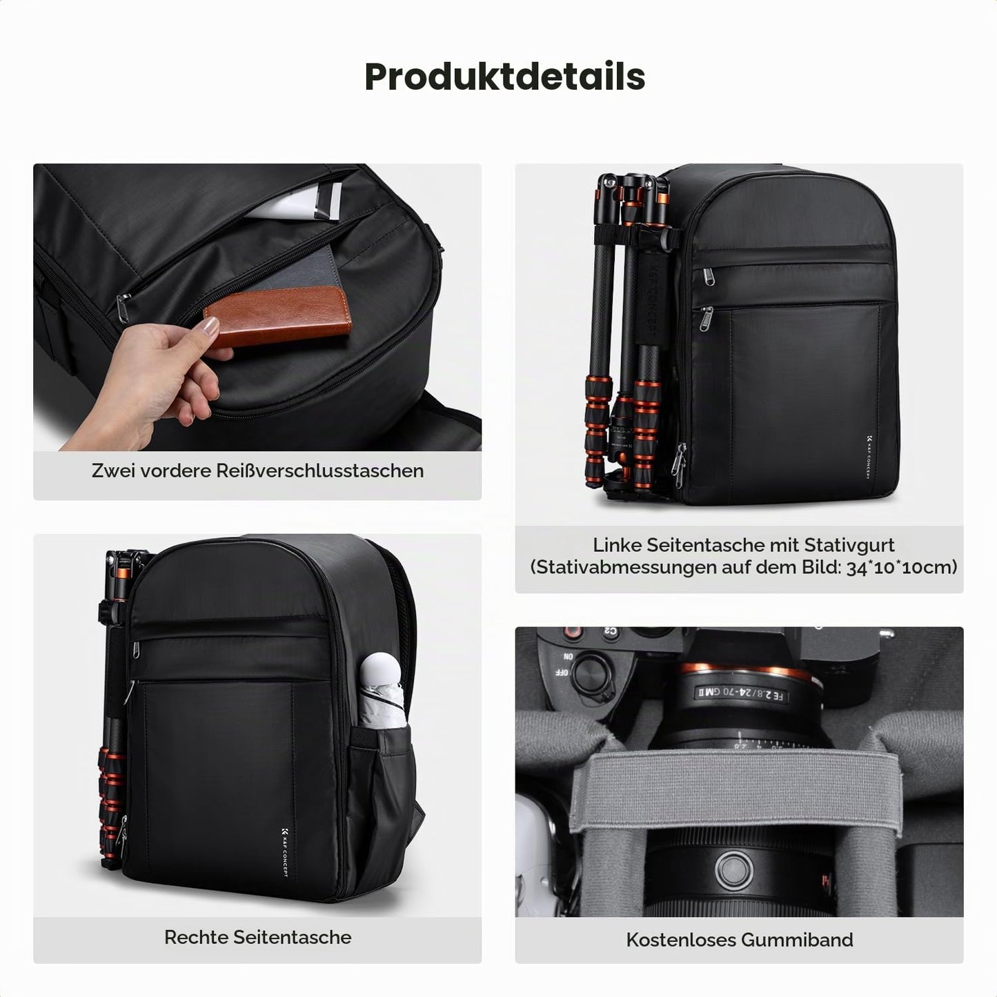 K&F CONCEPT camera backpack photo backpack compact & lightweight with rain cover - KF13.223V4