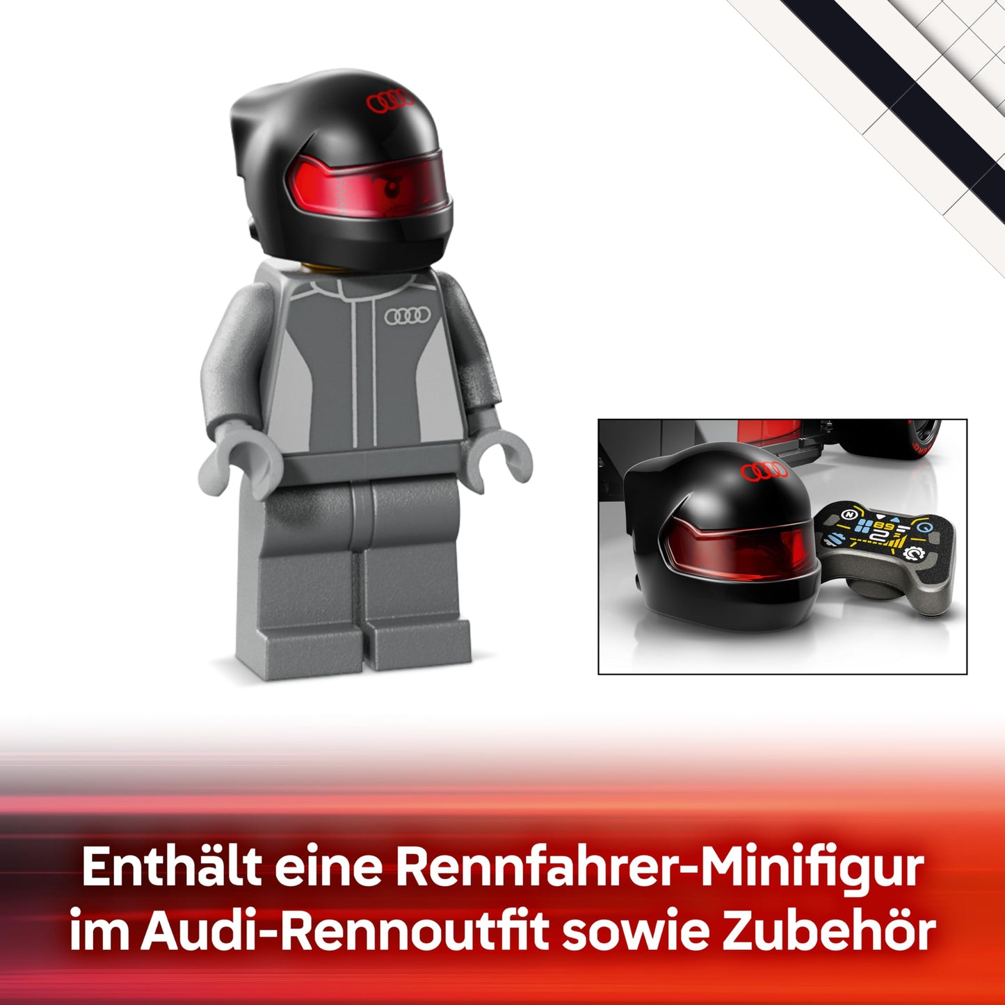 LEGO Speed Champions Audi Revolut F1 Team R26 racing car toy - model building set with collectible racing driver minifigure - birthday gift for boys aged 10 and over & young motorsport fans - 77259
