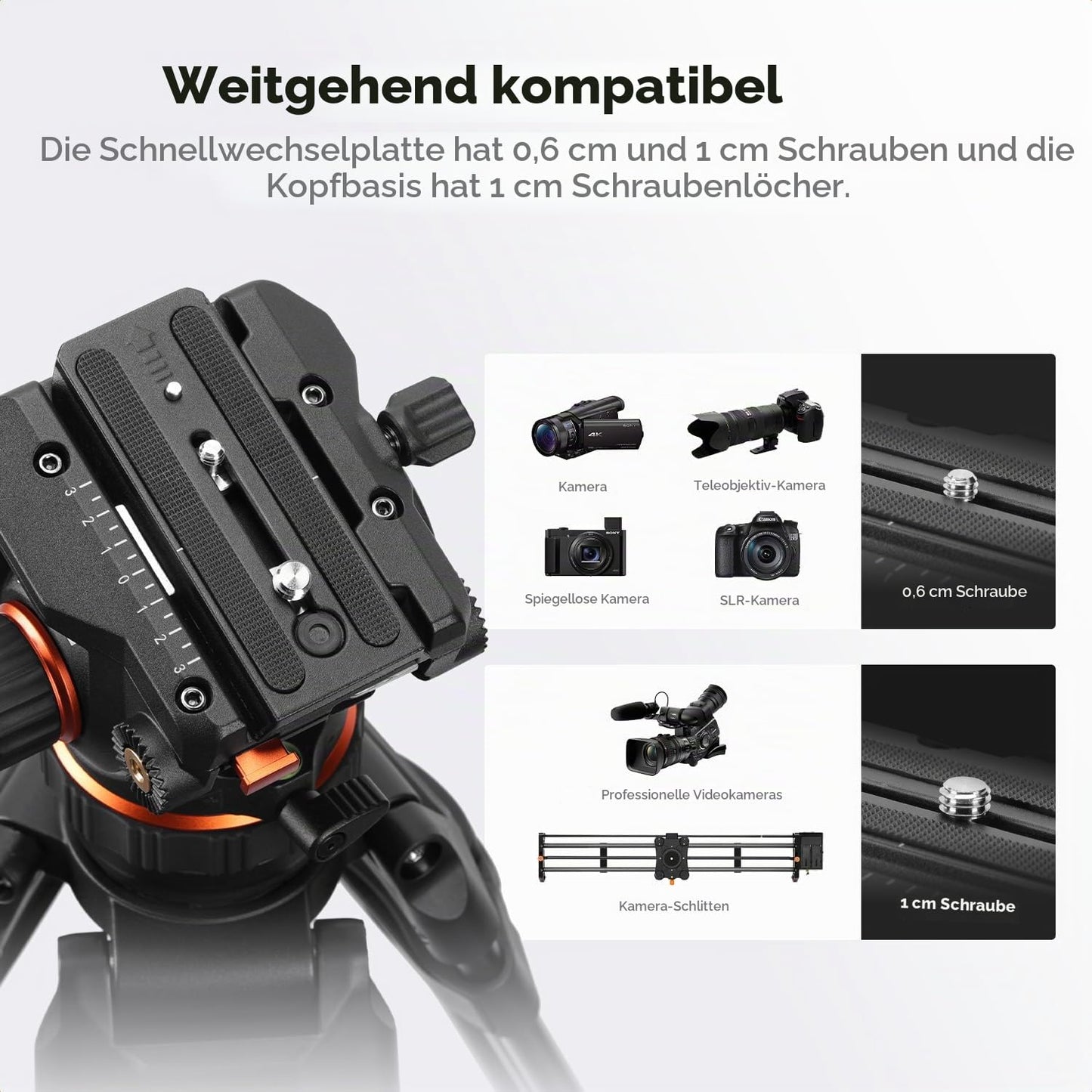 K&F CONCEPT Professional fluid head, tripod head with 360° adjustment - BV60
