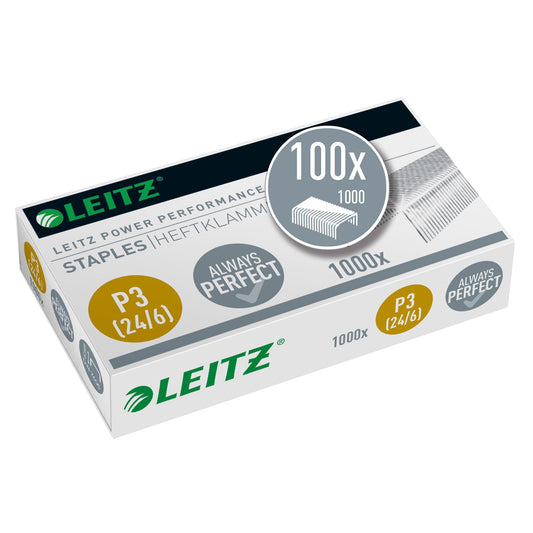 Leitz Power Performance staples P3, 100 x 1000 pieces, galvanized, 55700000 24/6mm - 55700000-100