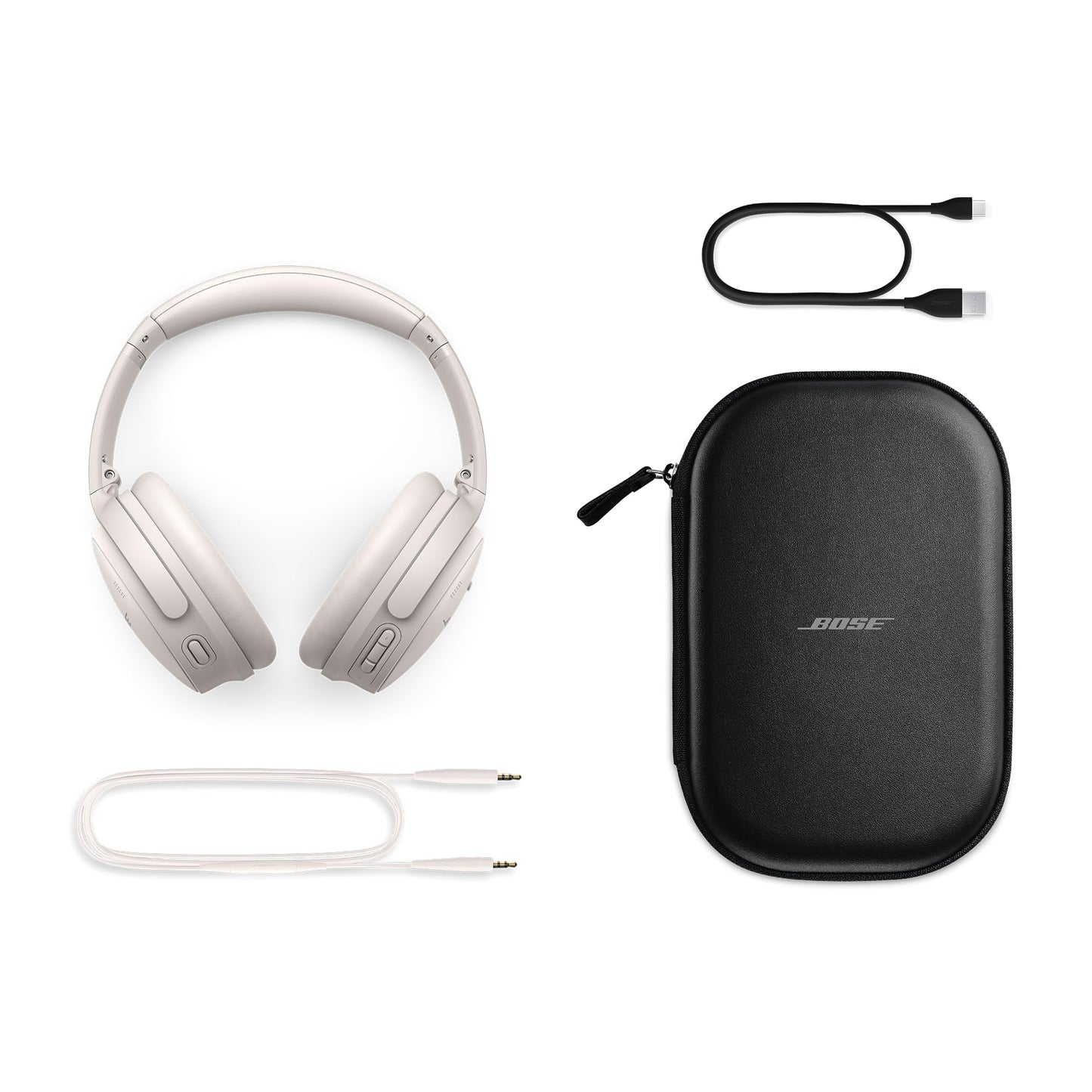 Bose QuietComfort wireless headphones with microphone and noise canceling, Bluetooth over-ear headphones with noise canceling, up to 24 hours of battery life, smoke white - 884367-0200