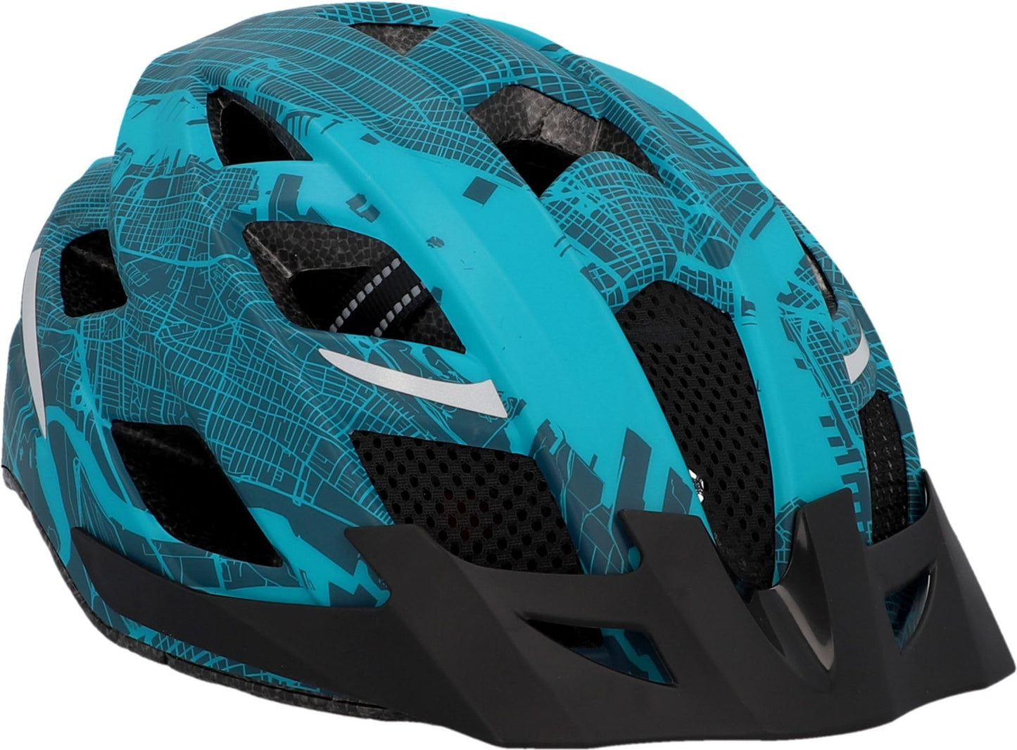Fischer adult bicycle helmet, cycling helmet, city helmet Urban Plus NY, S/M, 52-59cm, blue, with integrated LED rear light - 50448
