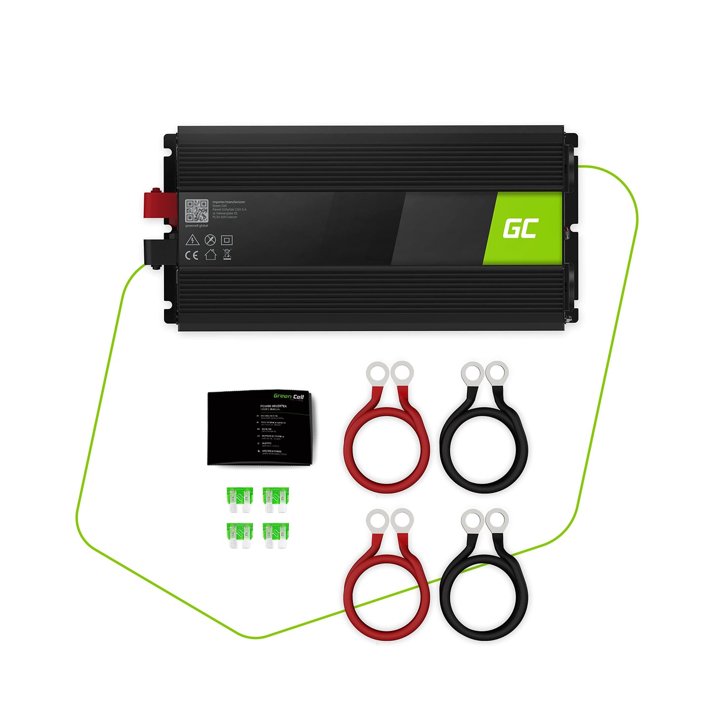 Green Cell® 1500W/3000W 12V to 230V Volt Car Voltage Converter Inverter Power Solar Inverter DC AC Converter Current Converter Vehicles Caravan Car Modified Sine Wave Car Charger