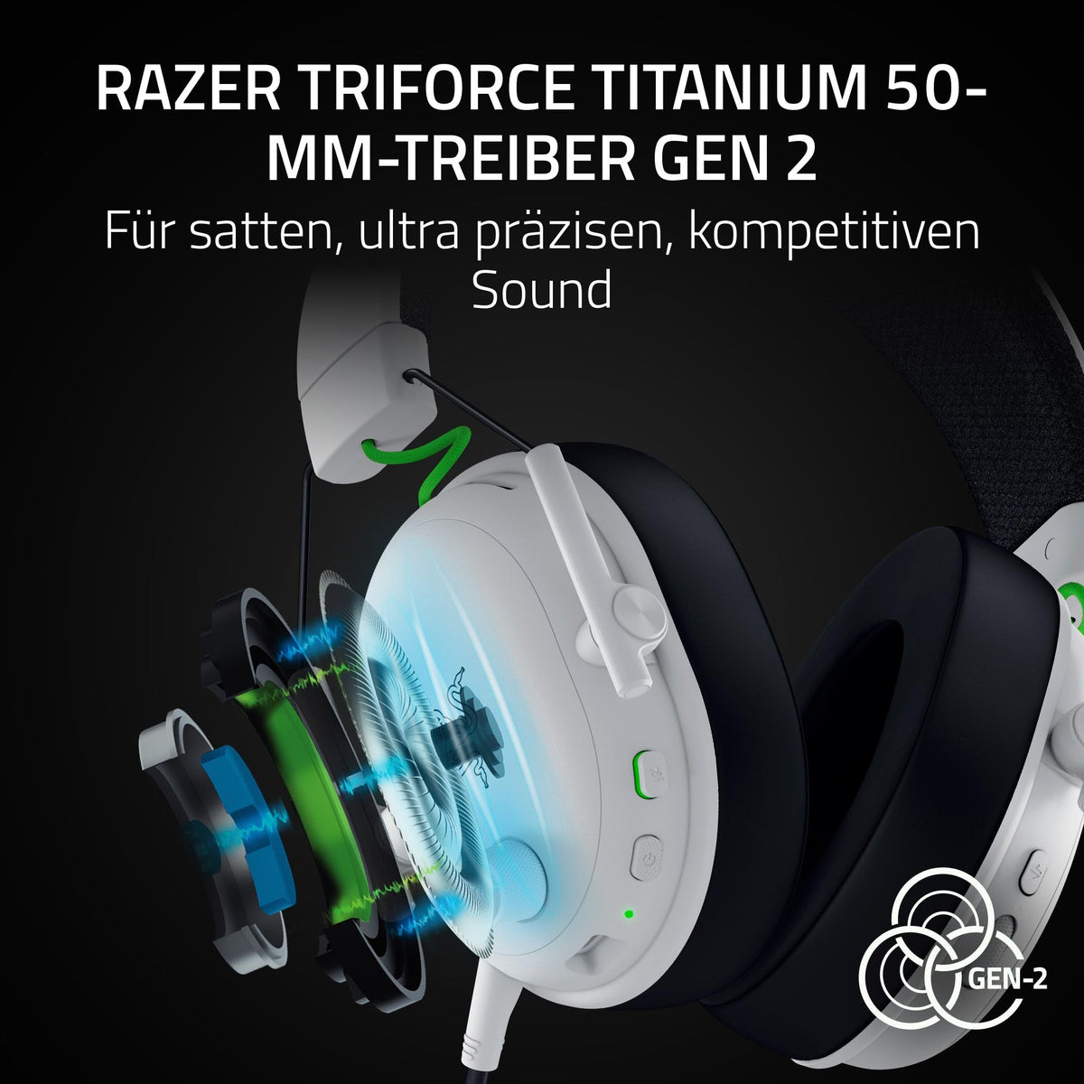 Razer BlackShark V3 Xbox S|X - Wireless E-Sport Headset - Triforce 50mm Drivers - Detachable Wideband Microphone - HyperSpeed 2.4 GHz & Bluetooth - Surround Sound - Xbox/PC | White - RZ04-05410500-R3M1