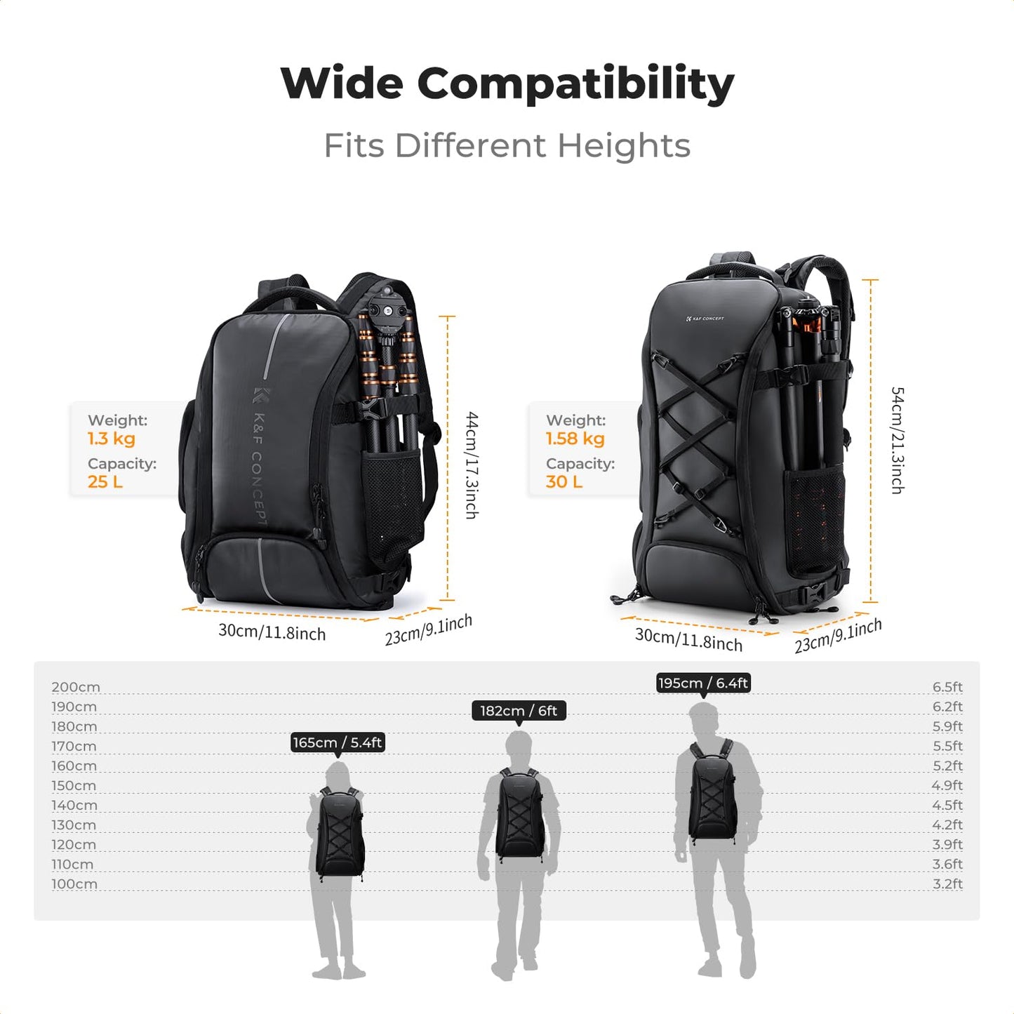K&F CONCEPT Photo Backpack Large Camera Backpack 30L Waterproof Camera Backpack with Rain Cover for DSLR SLR SLR Cameras Tripods 16 Inch Laptop - KF13.178V1