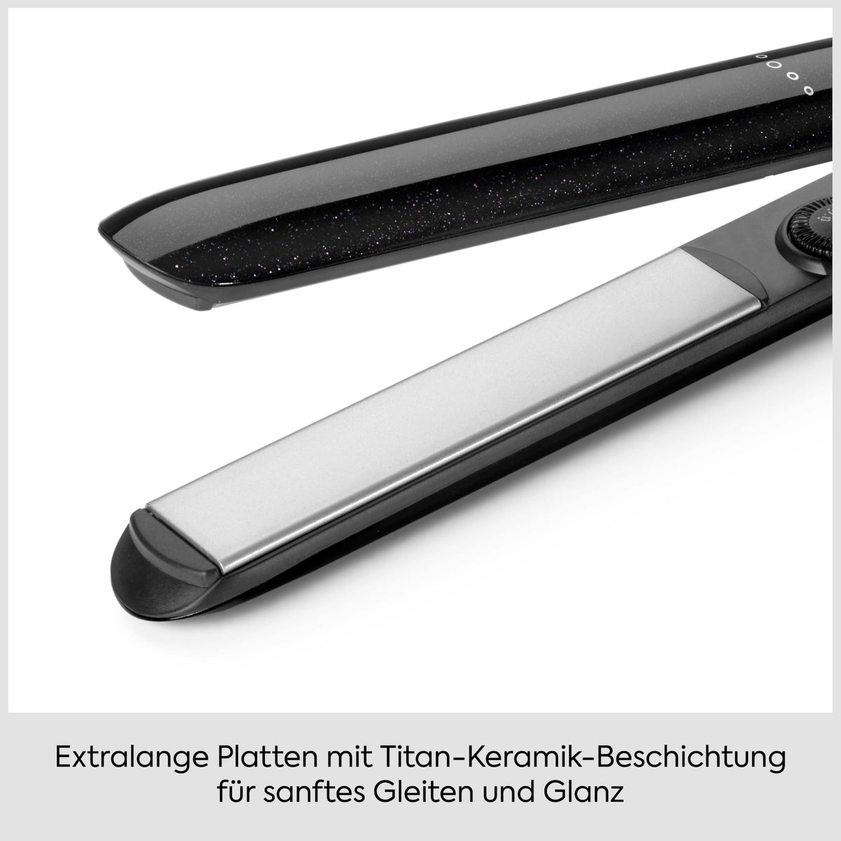 BaByliss Midnight Shine Hair Straightener, hair straightener with titanium-ceramic plates, extra long styling plates, 13 temperature settings (170–235°C), quick heat-up, anti-frizz shine finish, ST590E