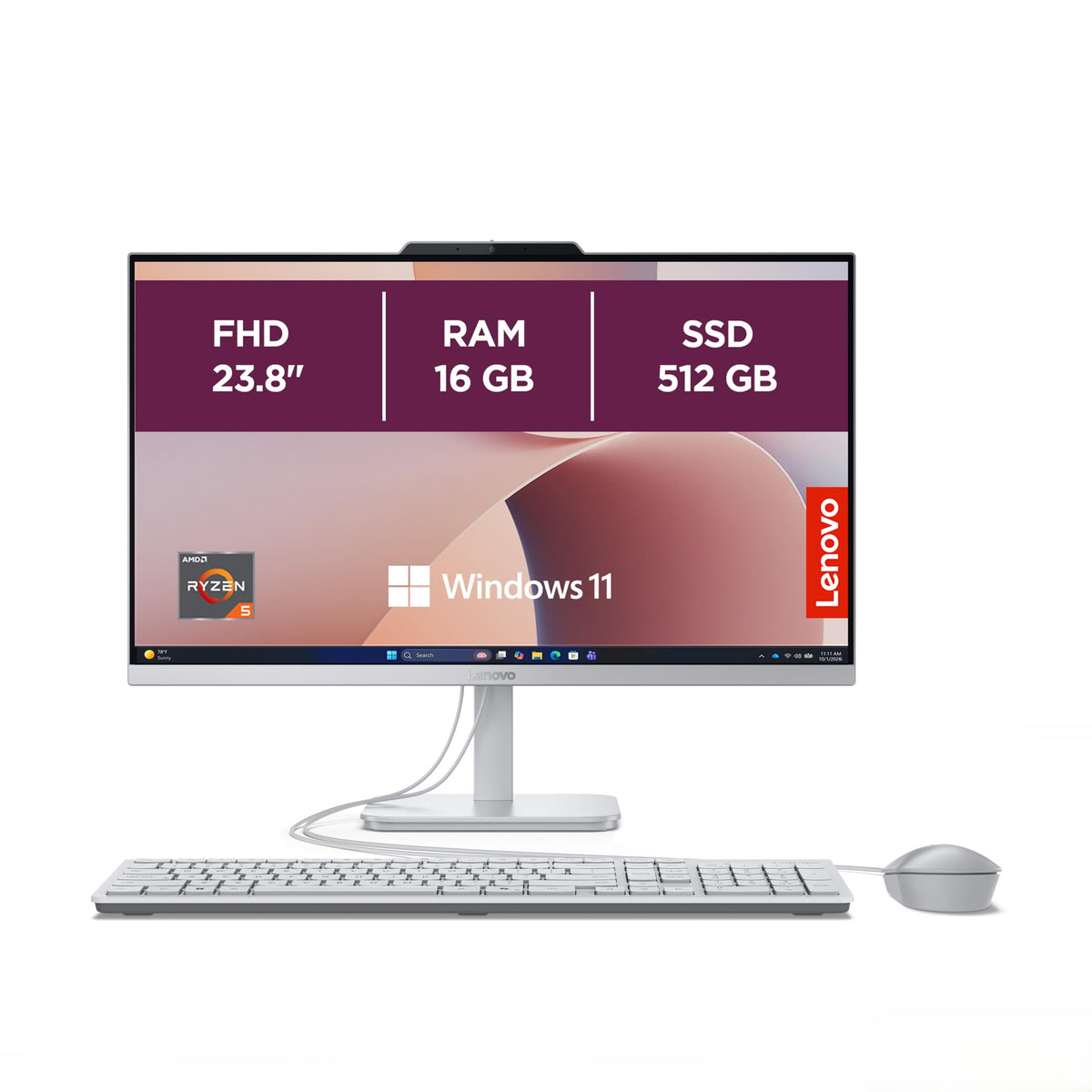 Lenovo IdeaCentre All-In-One | 23.8" FHD Display | Ryzen 5 40| 16GB| 512GB - F0JS002AGE