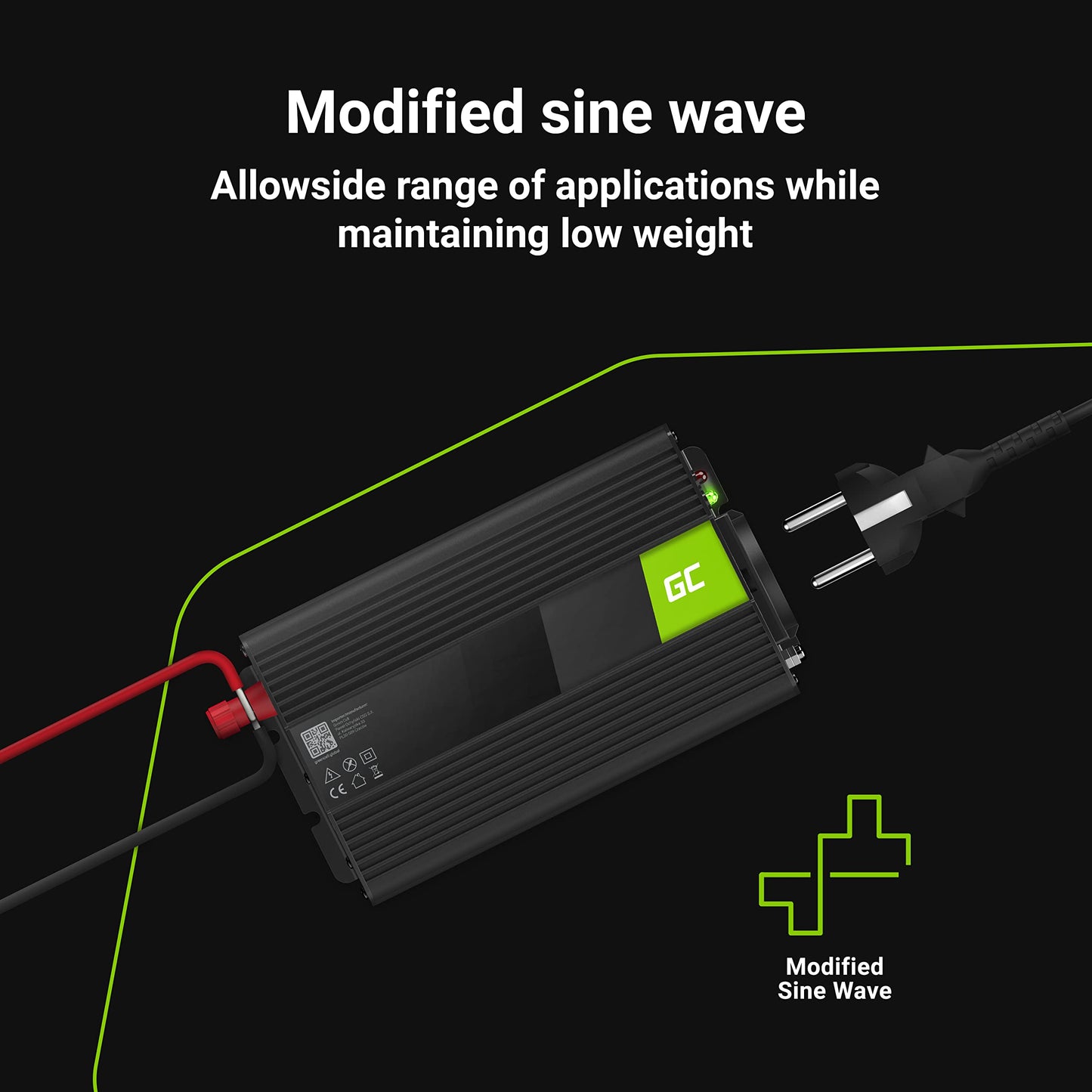 Green Cell® 1000W/2000W 24V to 230V Volt Car Voltage Converter Inverter Power Solar Inverter DC AC Converter Current Converter Vehicles Caravan Car Modified Sine Wave Car Charger