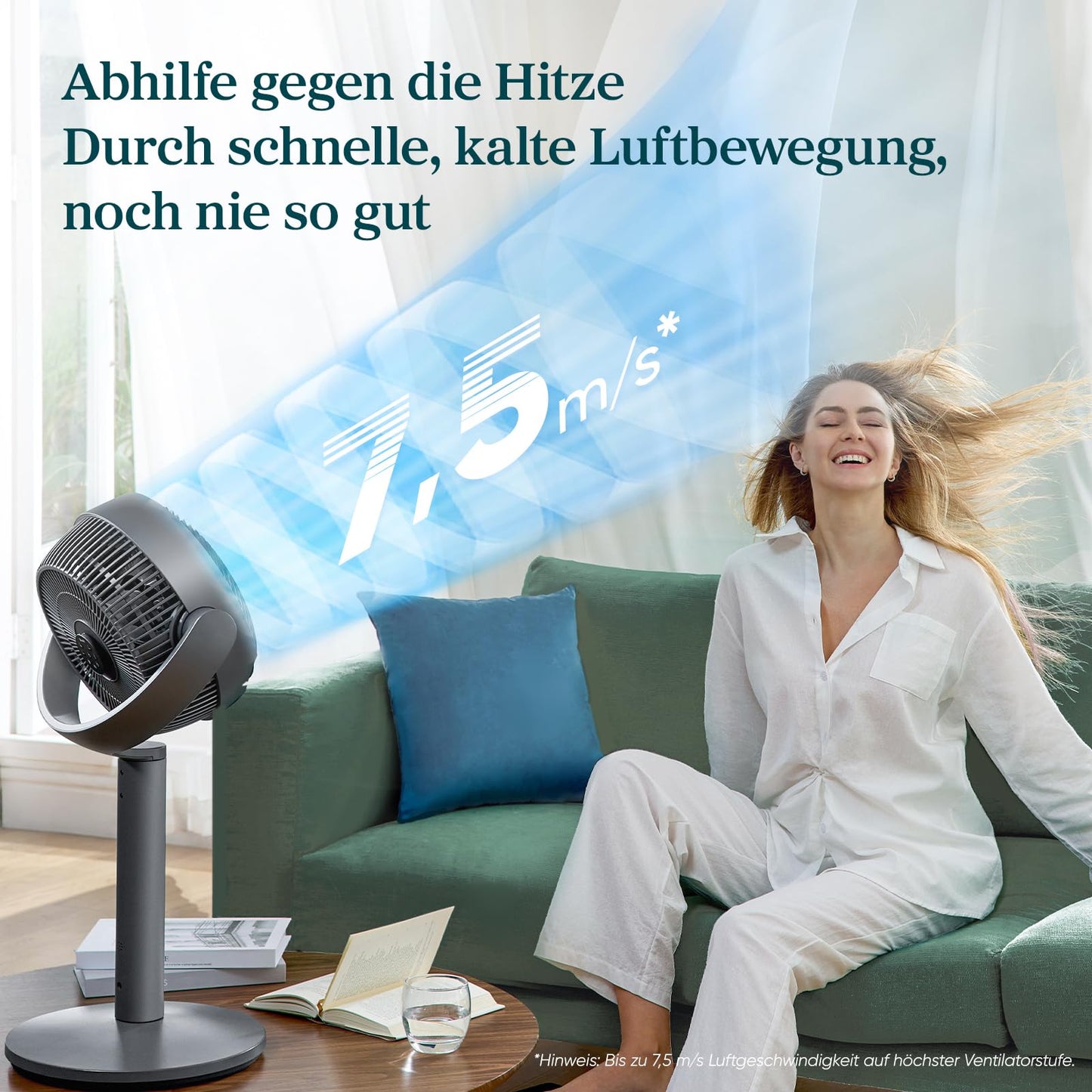 Levoit 20dB pedestal fan very quiet with intelligent control via APP & Alexa, DC motor with 30m throw, fan with cooling, fan with remote control, 4 modes 12 levels 12 hour timer - LPF-R432S-AEU