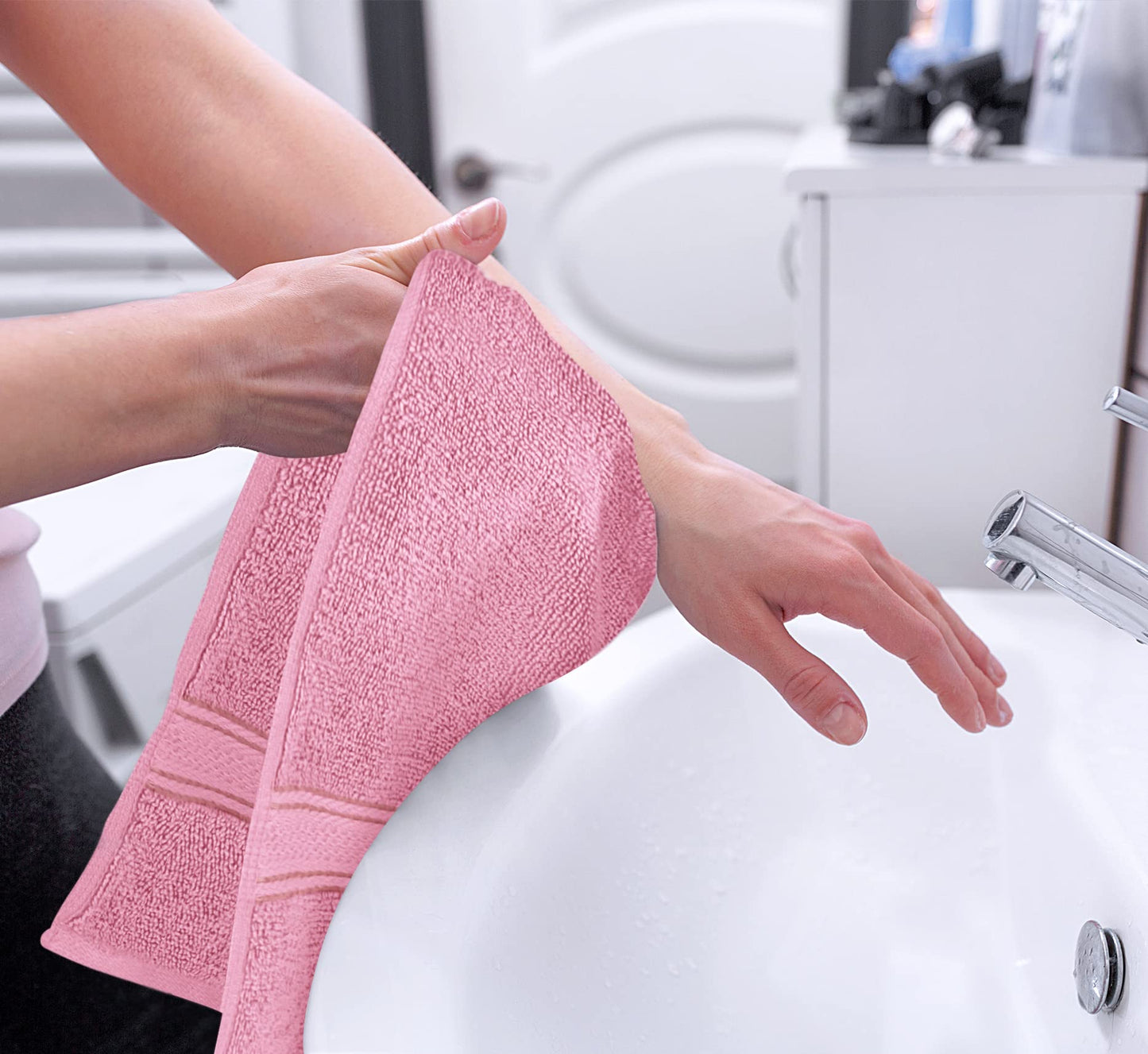 Utopia Towels, Premium Towel Set, 100% Ringspun Cotton, Ultra Soft and Highly Absorbent, 600gsm, for Bathroom, Gym, Shower, Hotel and Spa, 16" x 28", Pink, Pack of 6 - UT0899