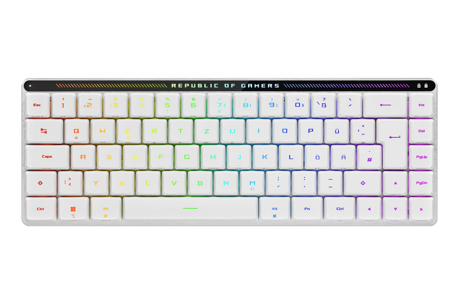 ASUS ROG Falchion RX Low Profile 65% Wireless Gaming Keyboard (QWERTY Layout, ROG RX Low Profile Optical Switches, Bluetooth, 2.4GHz RF Wireless, Wired USB, MacOS Compatible, White) - 90MP03EC-BKDA10