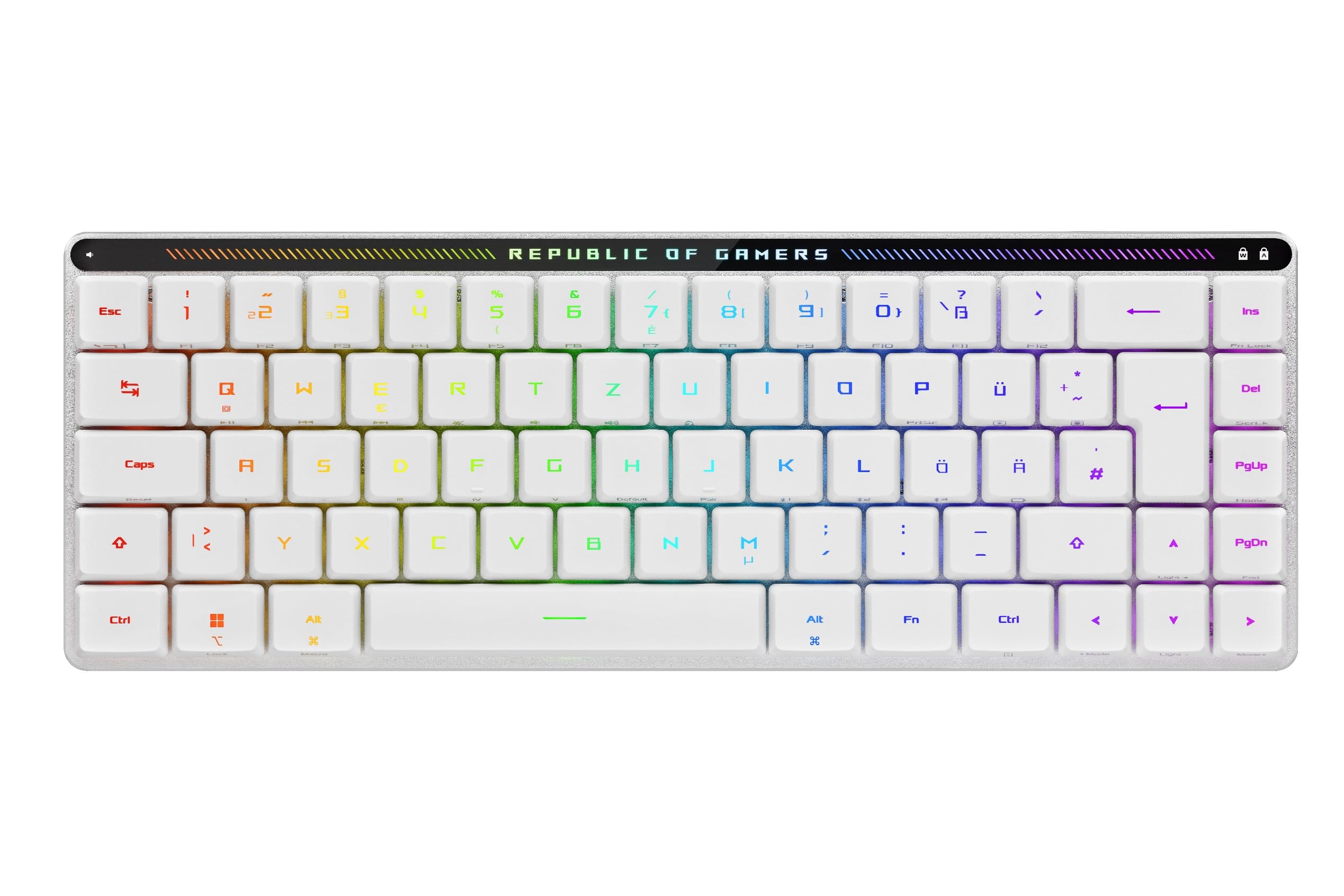 ASUS ROG Falchion RX Low Profile 65% Wireless Gaming Keyboard (QWERTY Layout, ROG RX Low Profile Optical Switches, Bluetooth, 2.4GHz RF Wireless, Wired USB, MacOS Compatible, White) - 90MP03EC-BKDA10