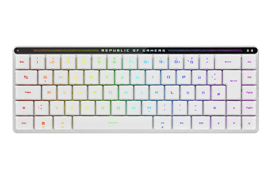 ASUS ROG Falchion RX Low Profile 65% Wireless Gaming Keyboard (QWERTY Layout, ROG RX Low Profile Optical Switches, Bluetooth, 2.4GHz RF Wireless, Wired USB, MacOS Compatible, White) - 90MP03EC-BKDA10