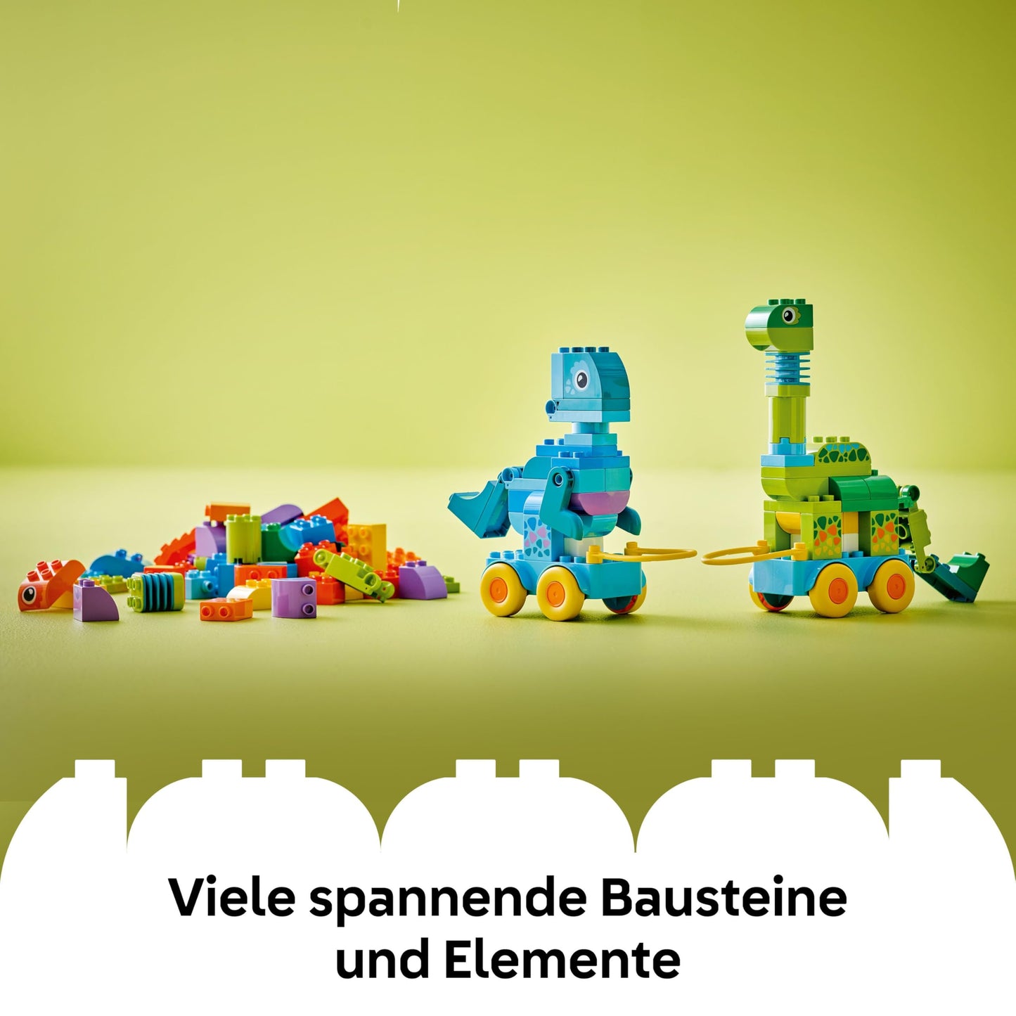 LEGO DUPLO Town Dinos on Wheels 3-in-1 Set - Toys for Girls & Boys Ages 3+ - Diplodocus and T. rex, Triceratops & Stegosaurus or Pteranodon & Parasaurolophus Dinosaur Figures - 10451