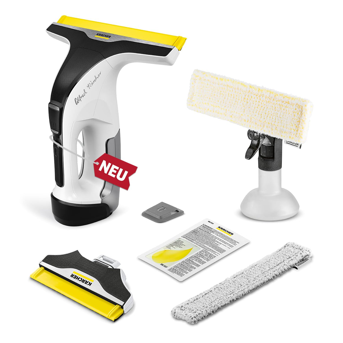 KÄRCHER Window Vacuum WV 8 Signature Line with Xtra!Flex® silicone lip, battery life: 55 min, dirty water tank: 150 ml, 2 suction nozzles, adjustable spray bottle with 2 microfiber cleaning pads. - 1.633-785.0