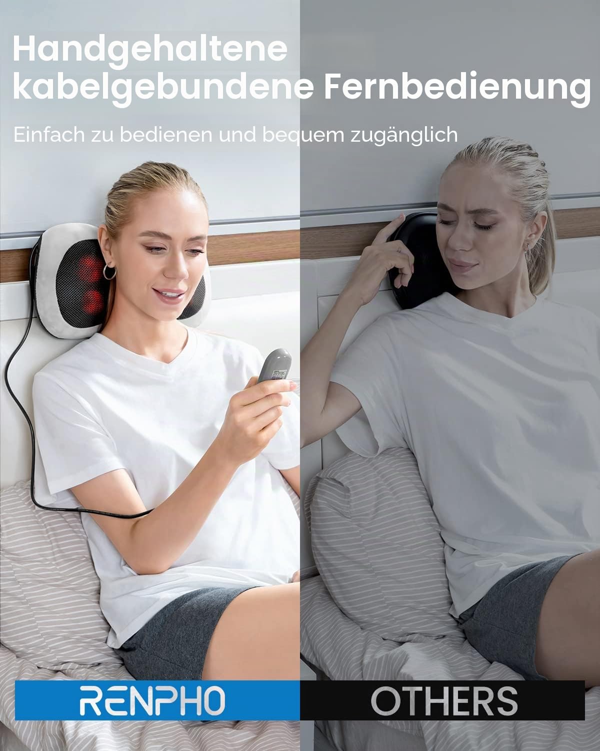 RENPHO Massage Pillow for Back, Neck, Shoulder, Shiatsu Massager - RP-NM068