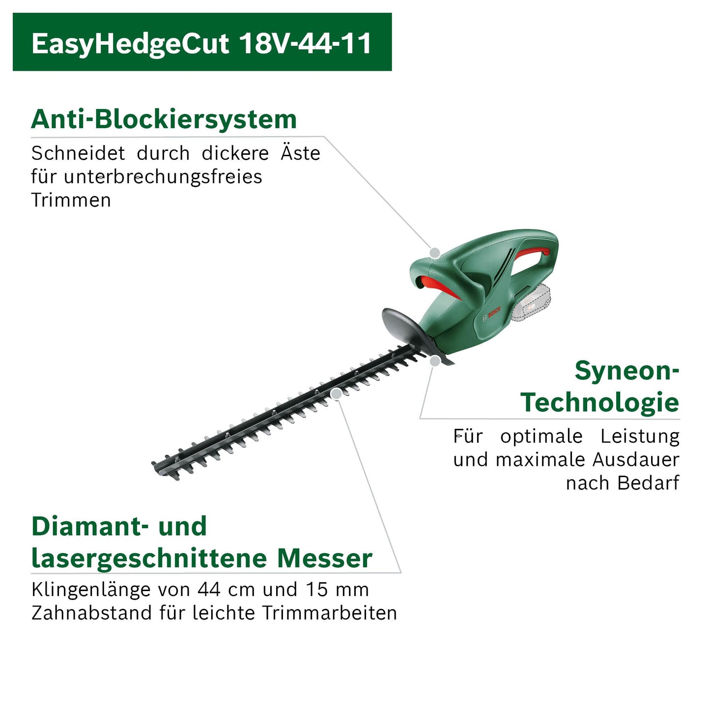 Bosch cordless hedge trimmer EasyHedgeCut 18V-44-11 12.0 - 0600849H07