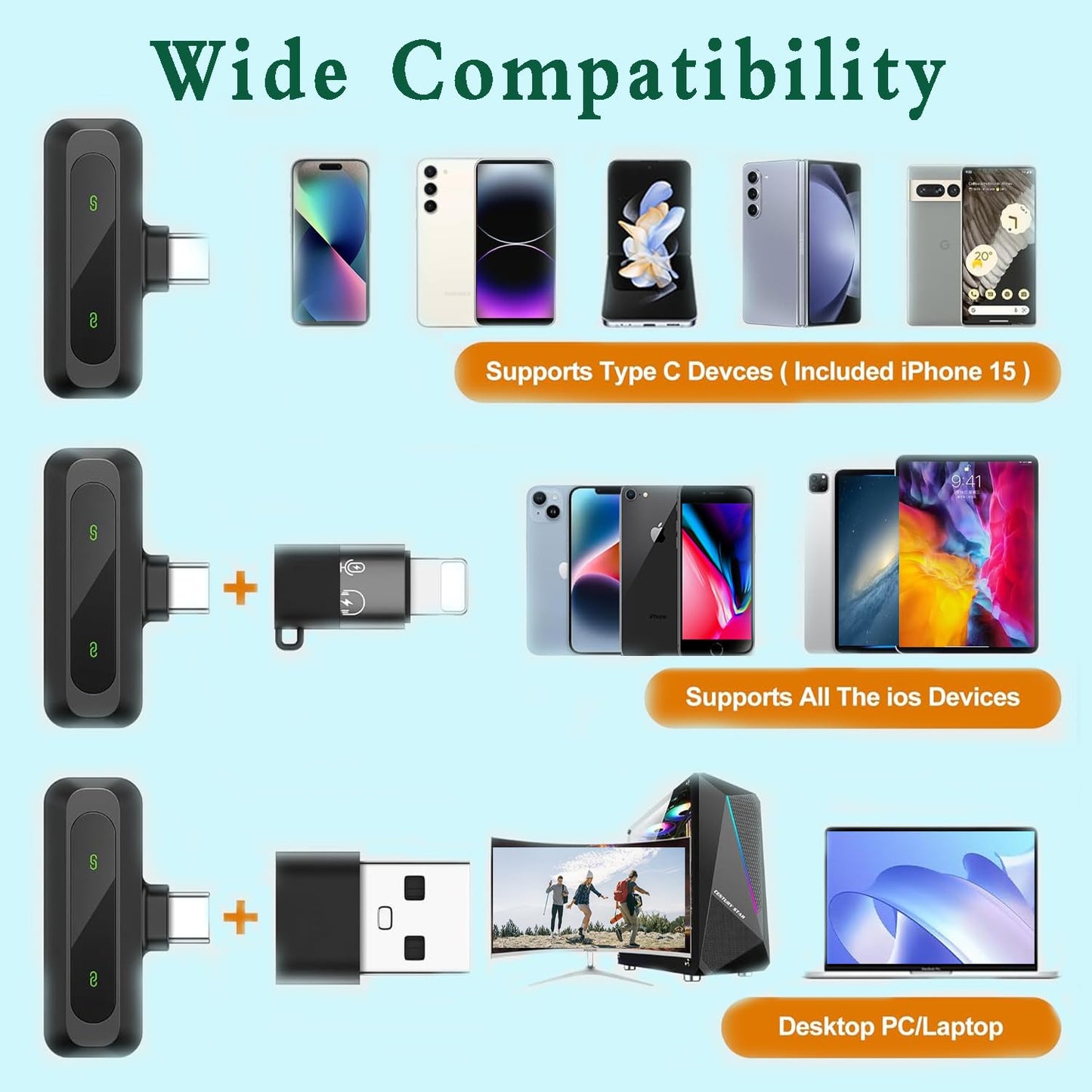 Mini Lavalier Microphone for Android iPhone iOS Devices Noise Canceling Lapel Microphone for Recording Clip-on Microphone for Video Recording Tiktok YouTube Vlog Podcast Content Creator - J3