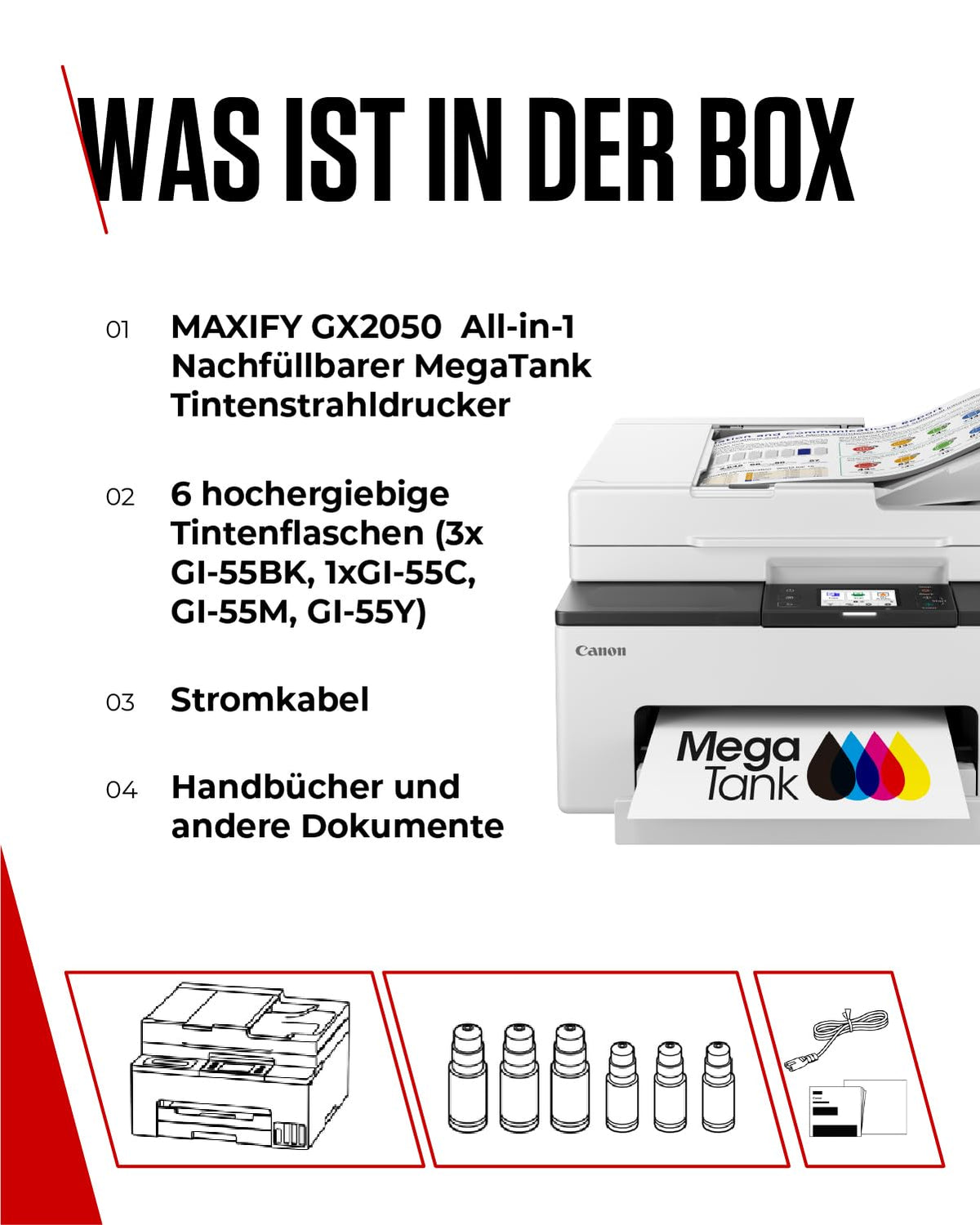 Canon MAXIFY GX2050 | Refillable Ink Tank All-in-One Printer