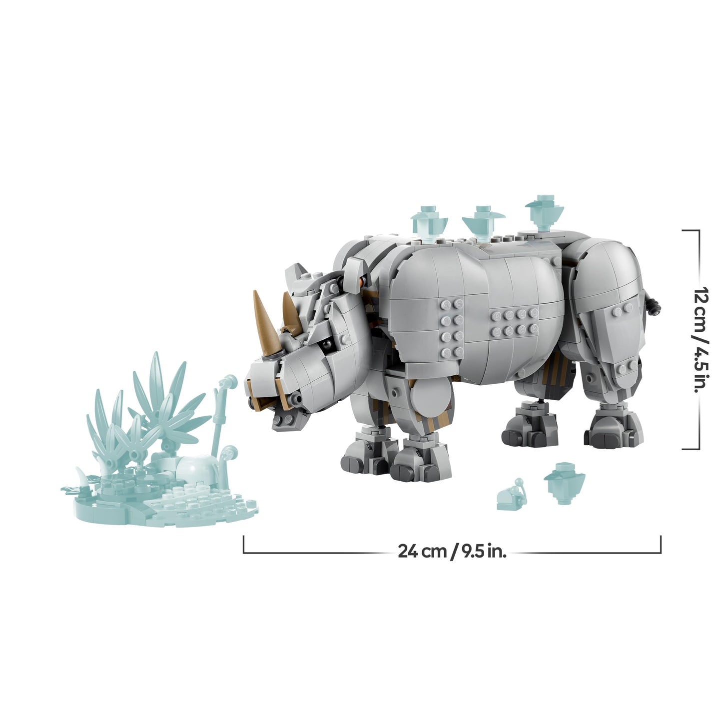 LEGO Creator 3in1 Wild Animals: Majestic Rhino with Birds Toy - Animal Figure Transforms into a Hippo Model or a Walrus - Creative Gift for 9+ Year Old Girls & Boys - 31171