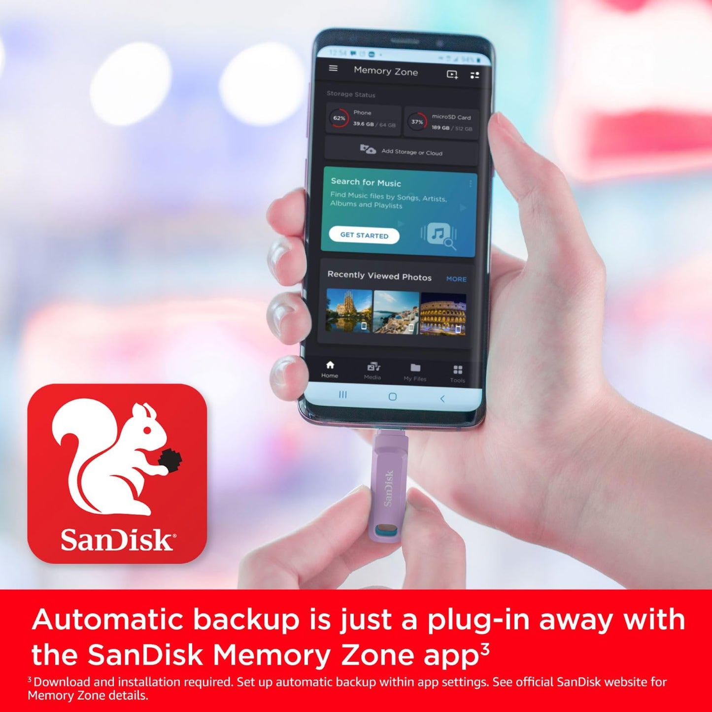 SanDisk Ultra Dual Drive Go USB Type-C 256 GB (Android smartphone memory, USB Type-C port, 400 MB/s reading speed, can be used as a key fob) Lavender - SDDDC3-256G-G46L
