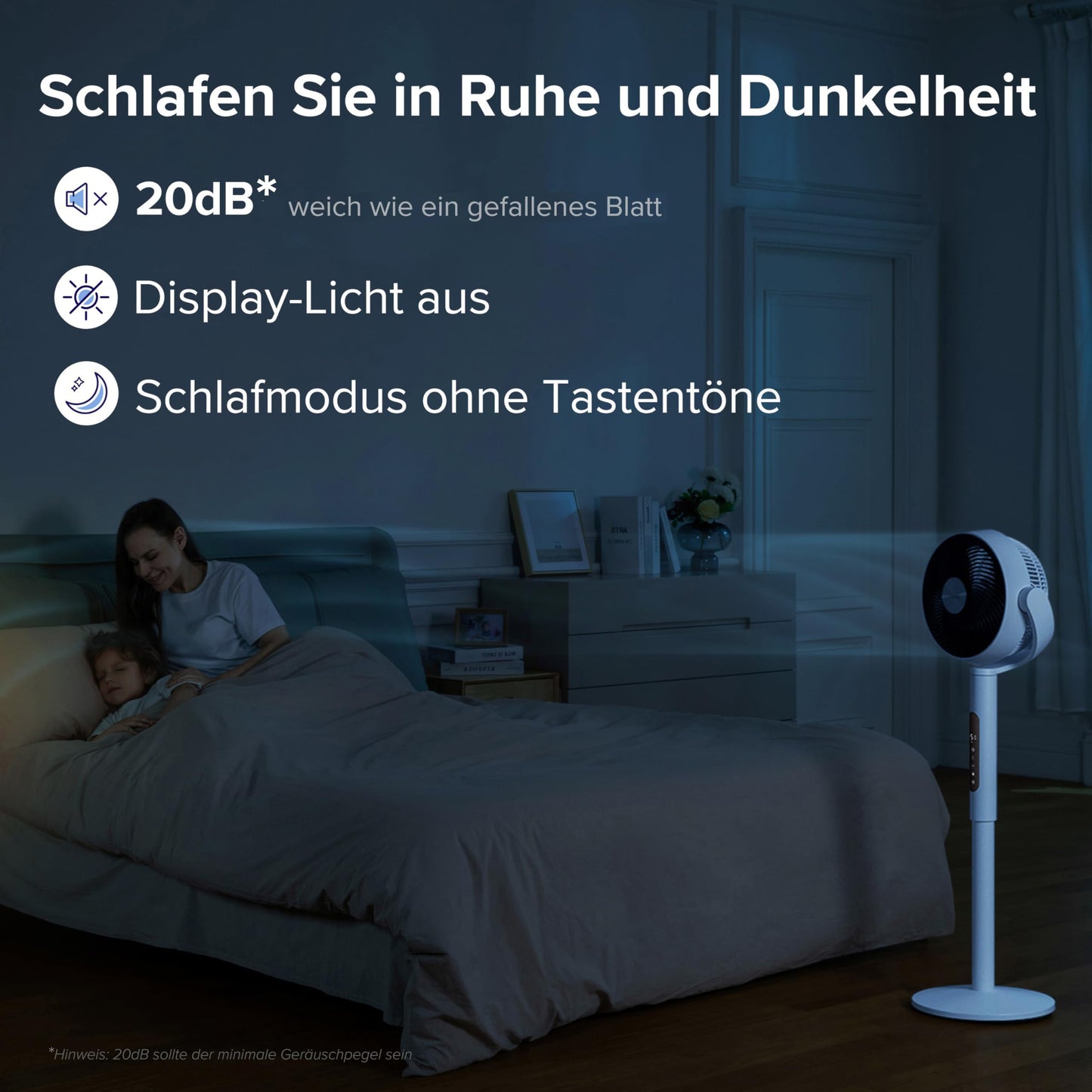 Levoit DC motor pedestal fan, 20dB quiet fan, 30m throwing distance, 2465m³/h air volume, fan with remote control and cooling, 2 in 1 height adjustable, 4 modes/12 levels/12 hour timer, white, 110cm - LPF-R432-WEU