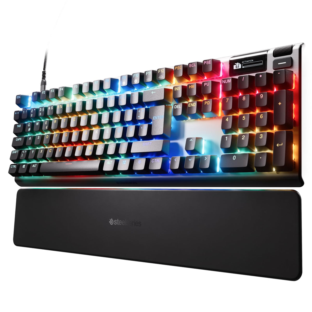 SteelSeries Apex Pro Gen 3 - Gaming Keyboard - Hall Effect Switches; OmniPoint 3.0 - Adjustable Actuation - Game-Ready Presets - Rapid Trigger, Protection Mode, Rapid Tap/SOCD - German QWERTZ - 64663