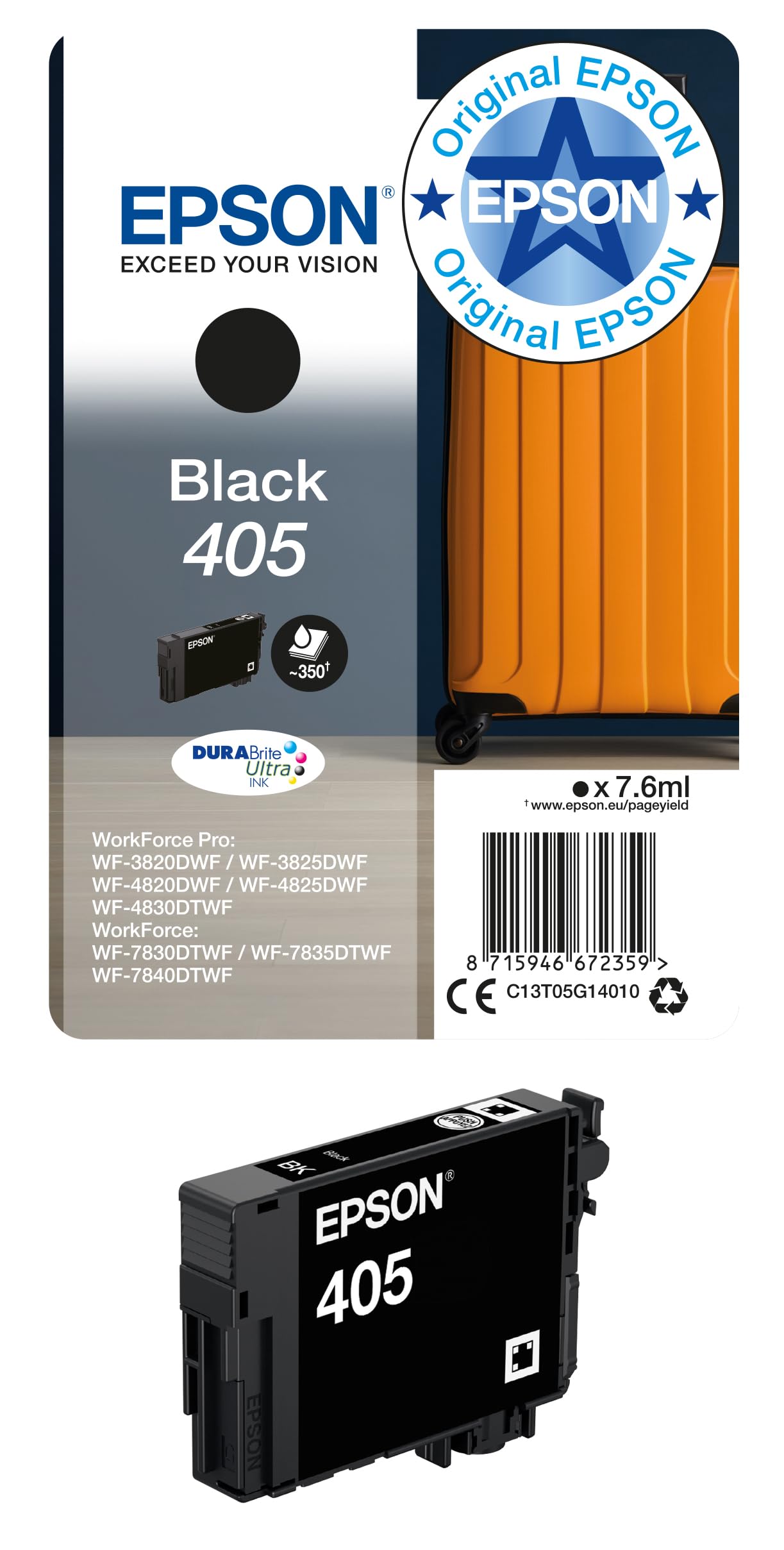 Epson Orginal 405 Tinte Koffer Singlepack schwarz Standard - EPST05G14010
