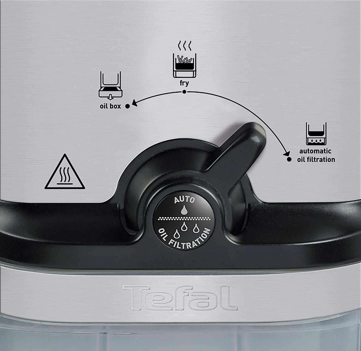 Tefal Oleoclean Compact Electric Deep Fryer, 2 L Oil Capacity, Fryer with Oil Filtration, Dishwasher Safe Parts, Viewing Window, Adjustable Temperature, Black, Stainless Steel, FR7016