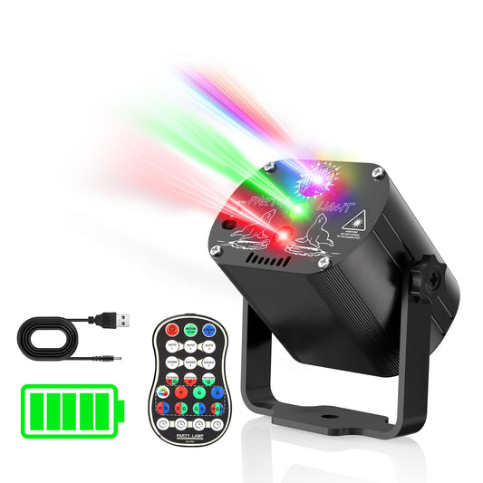 Tyonto Wireless Disco Ball Party Light 4500 mAh Battery Music Controlled Disco Light Party Light 60 Different Patterns Strobe Effect with Remote Control and 2M USB (Battery Version, Black) - 60-BT