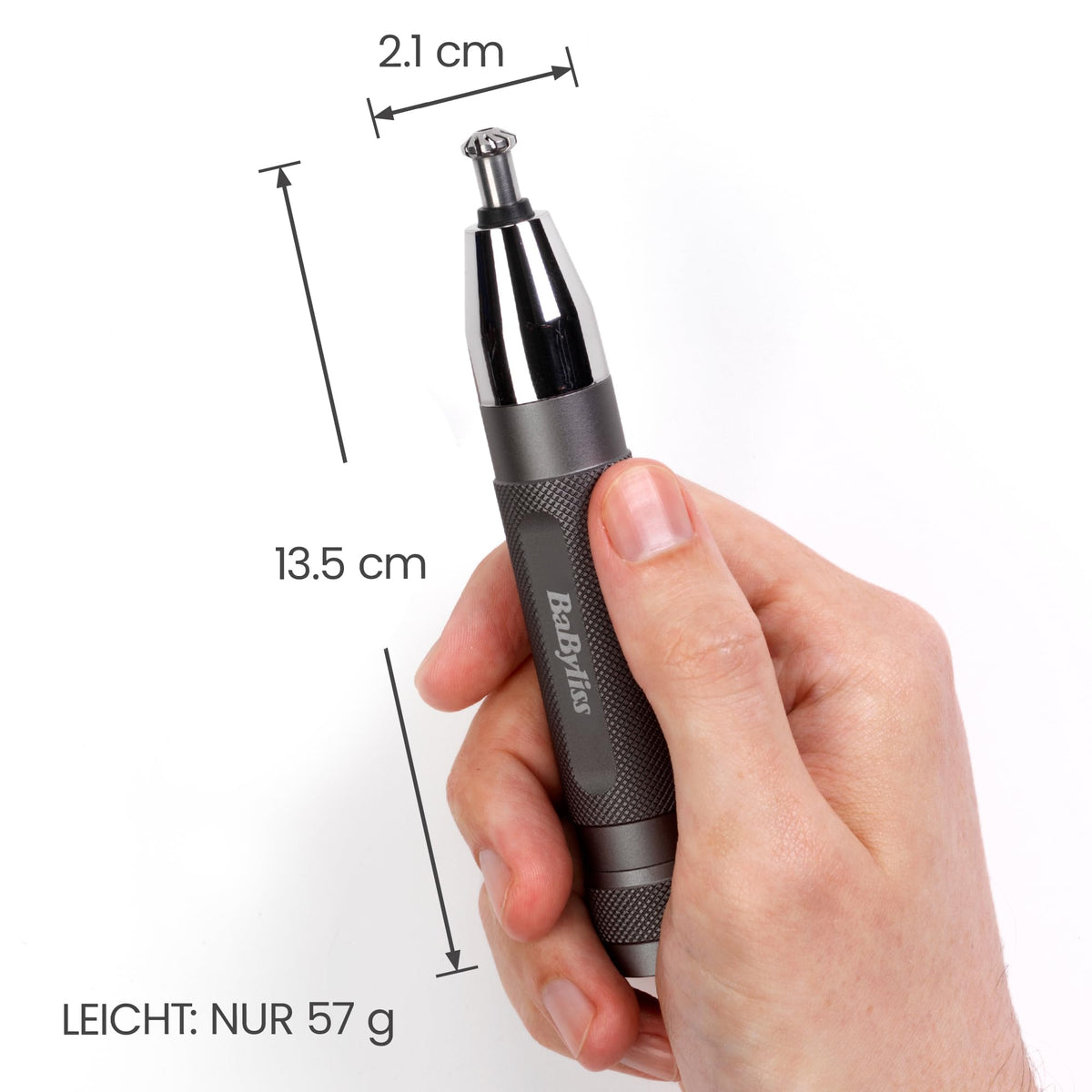 BaByliss Super-X Metal Precision Detail Trimmer – 3-in-1 Nose, Ear & Eyebrow Trimmer, 2 Attachments, 2 Comb Attachments, Battery Operated – E116E