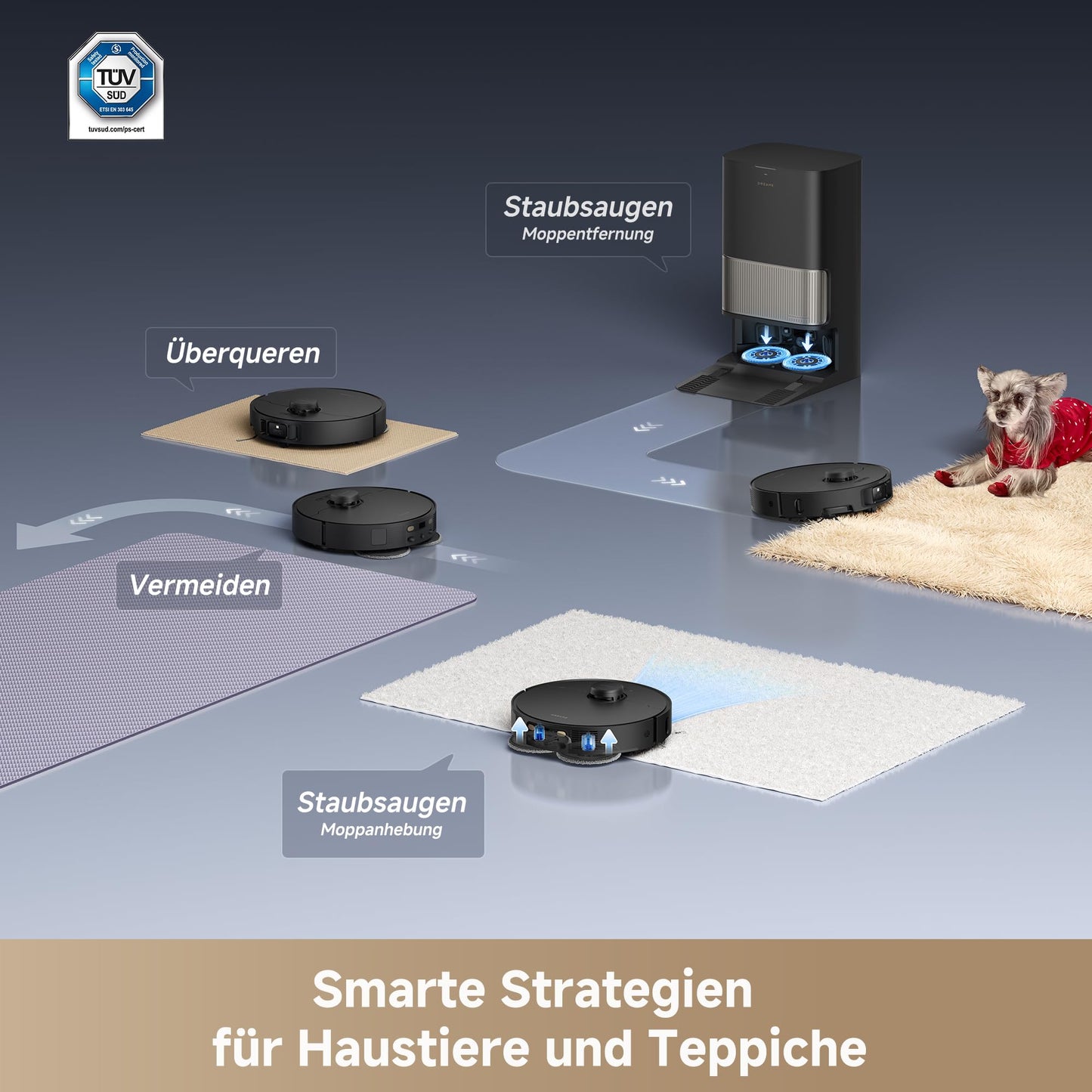 dreame L40s Pro Ultra robot vacuum cleaner, self-cleaning mops, 19,000 Pa suction power, 100% detangling DuoBrush, extendable mops, obstacle avoidance for more than 180 objects, voice control