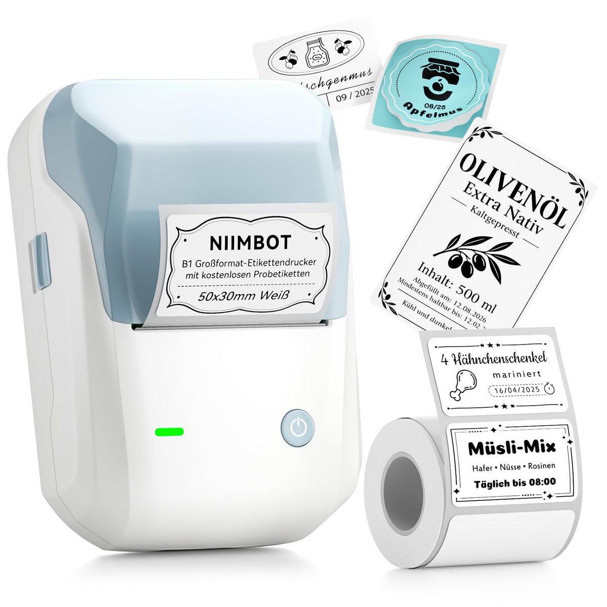 Imprimantă de etichete NIIMBOT B1 cu etichete rezistente la apă, Albastru - 1AC88222808