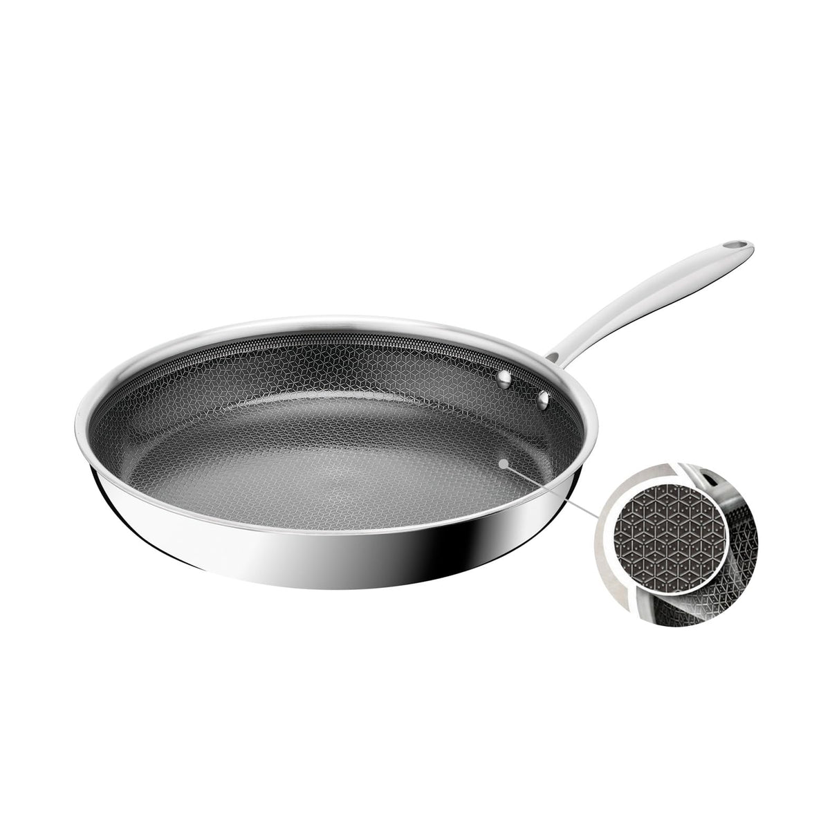 Tefal Master Mesh tigaie ceramică, 28 cm, tehnologie HybridMesh, suprafață rezistentă la zgârieturi, prăjire optimă, eliberare ușoară, formă adâncă, pentru toate tipurile de plite, oțel inoxidabil, E5331604