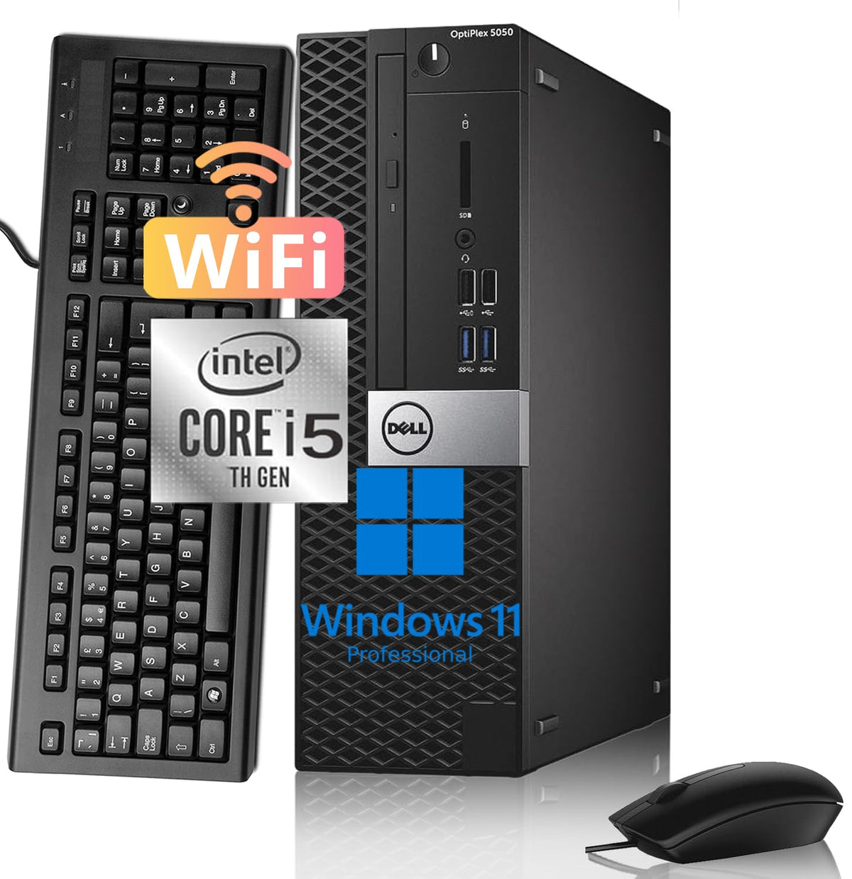 Dell Optiplex 5050 SFF Desktop PC, Intel Core i5-7500, 8 GB RAM, 256 GB SSD, WLAN, Bluetooth, US Layout, Windows 11 Pro (Refurbished)