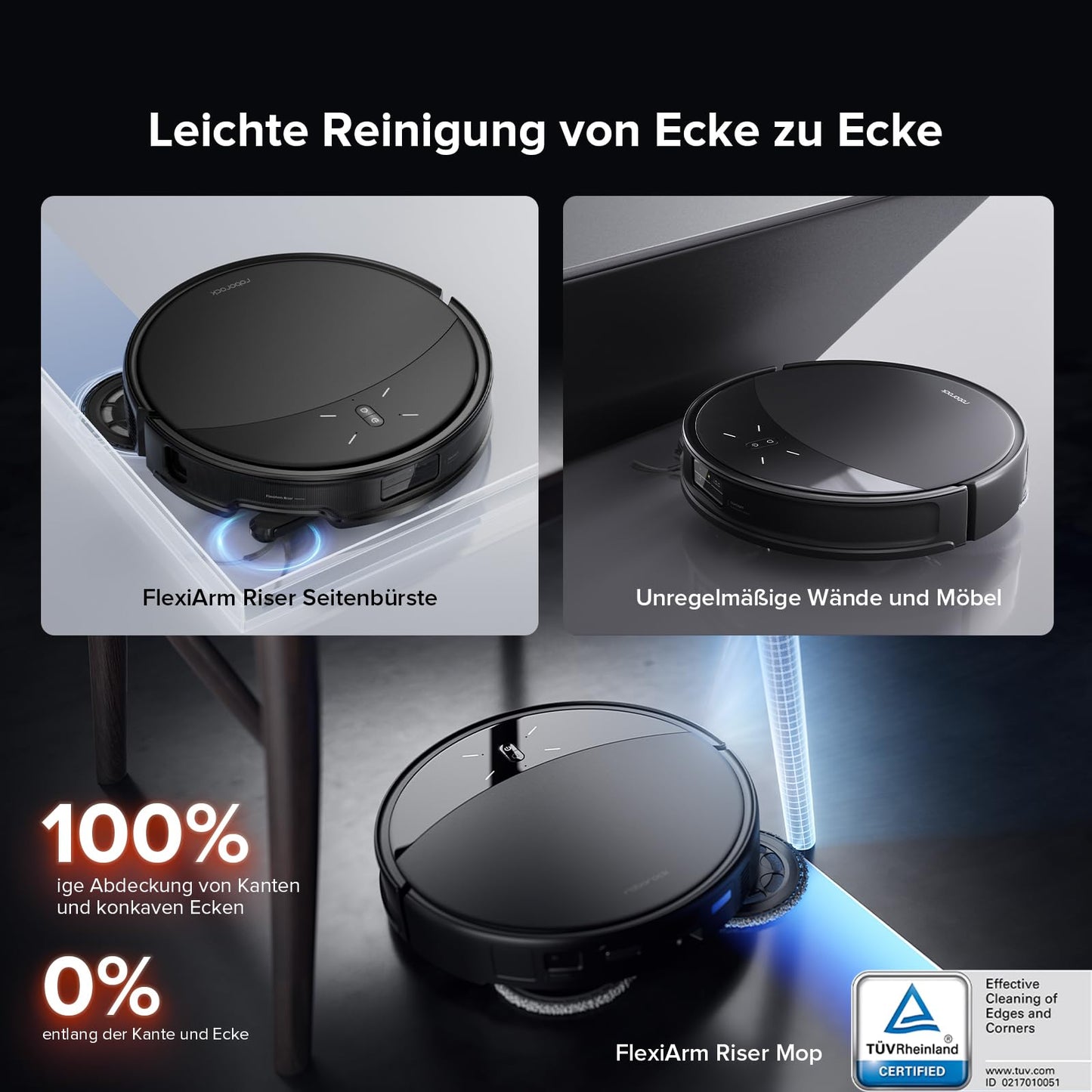 roborock Saros 10R set vacuum robot with wiping function and adjustable mop, 22,000 Pa HyperForce suction power, 7.98 cm ultra-slim design, StarSight System 2.0, Zero-Tangle System (with 2 mops)
