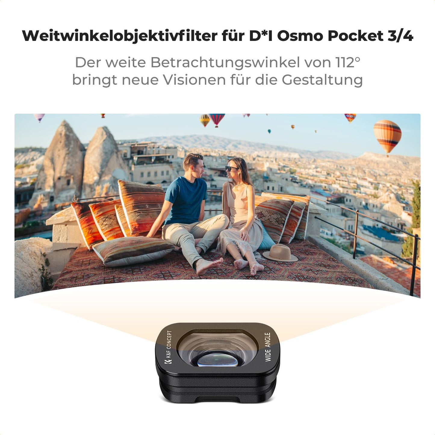 K&F CONCEPT FD161 magnetic wide angle lens filter, compatible with DJI Osmo Pocket 3/4, Osmo Pocket 3 accessories, Osmo Pocket 4 accessories (aluminum frame) - KF01.2612