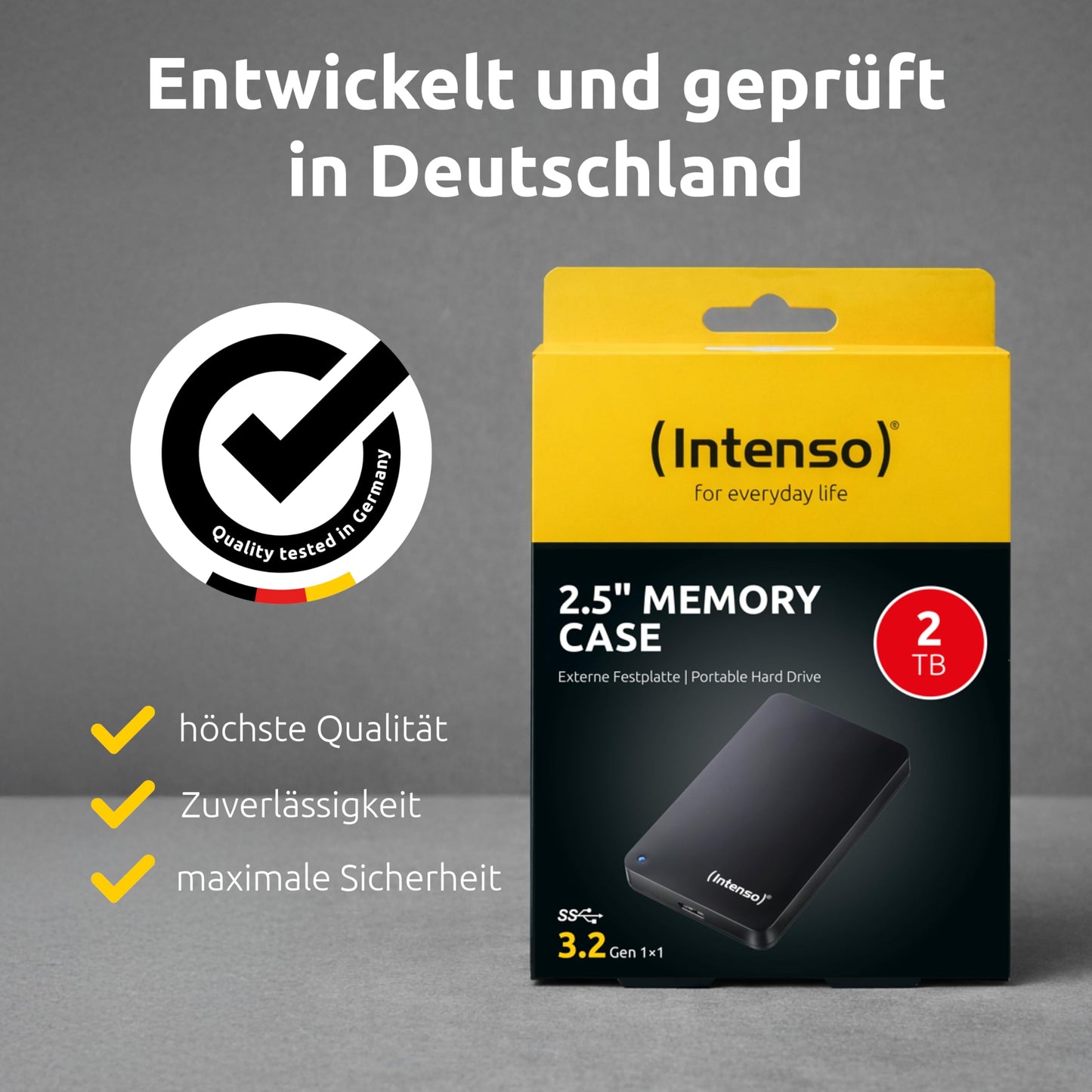 Intenso Memory Case Portable Hard Drive 2TB, portable external hard drive - 2.5 inch, 5400 rpm, 8 MB cache, USB 3.2 black - 6021580