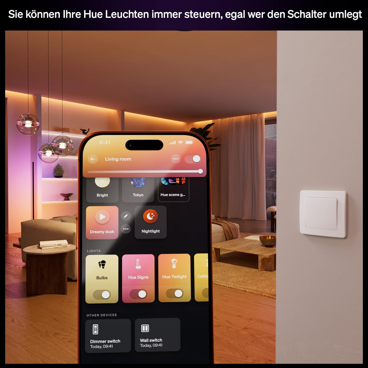 Philips Hue wired Smart Switch, 2-pack, for easy control of Hue lights, no batteries required, controllable via app or voice command, compatible with Apple Home, Google Home, and Alexa. - 929004297004