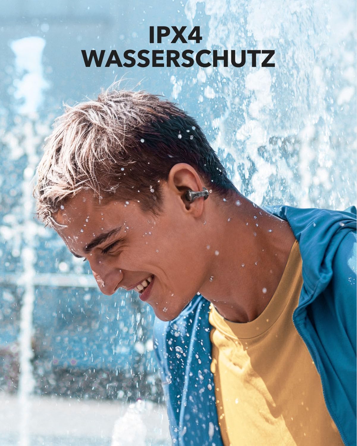 soundcore C30i by Anker, open-ear earbuds, clip-on headphones, lightweight design, stable hold, removable clips, intensive sound, 30h playback, IPX4 water protection for sports/gym - A3330
