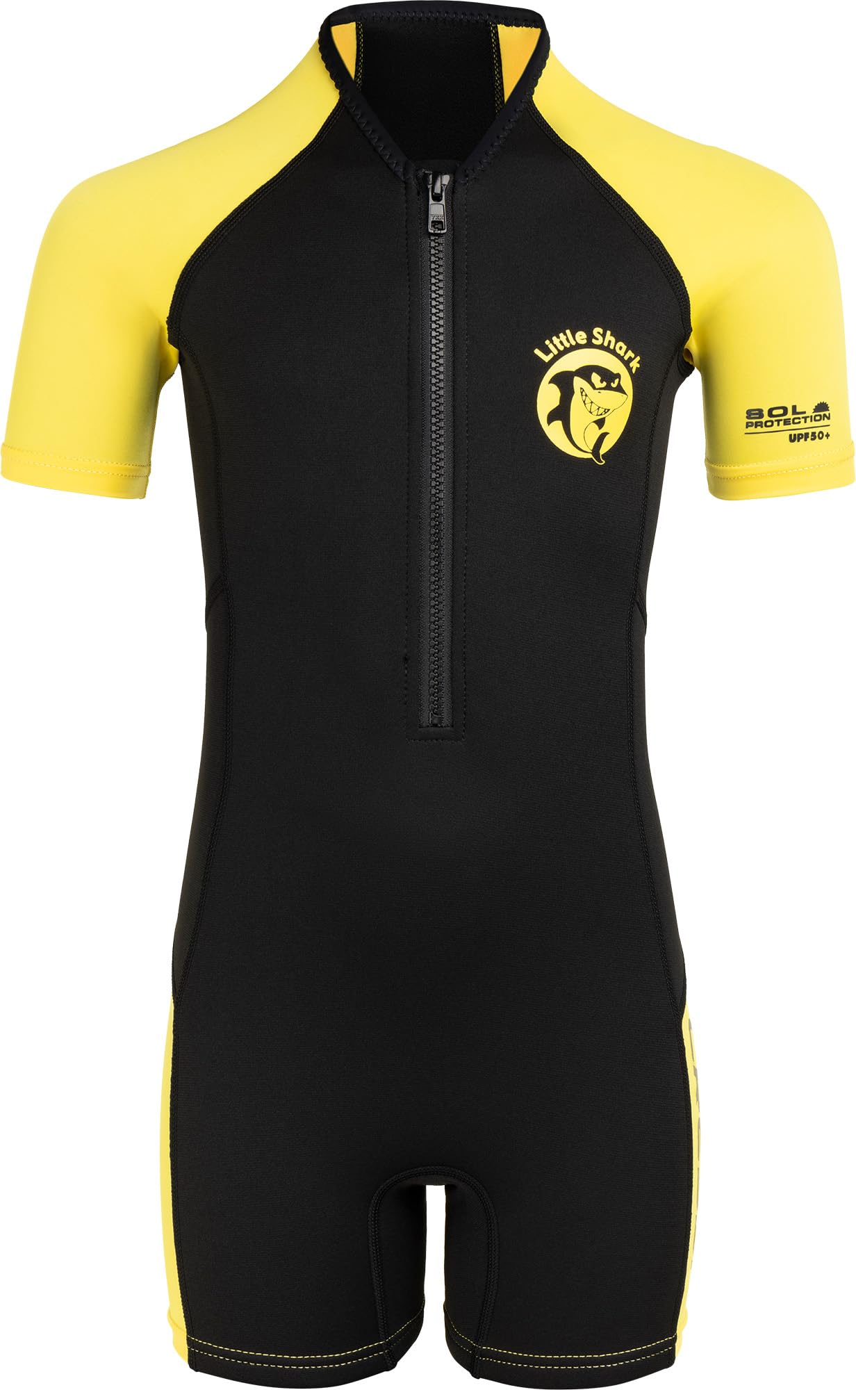 Cressi Shorty 2mm children's wetsuit - children's swimming suit with UV, cold protection, jellyfish protection - girls & boys swimming suit - black/yellow - 5/6 years - XDG003204