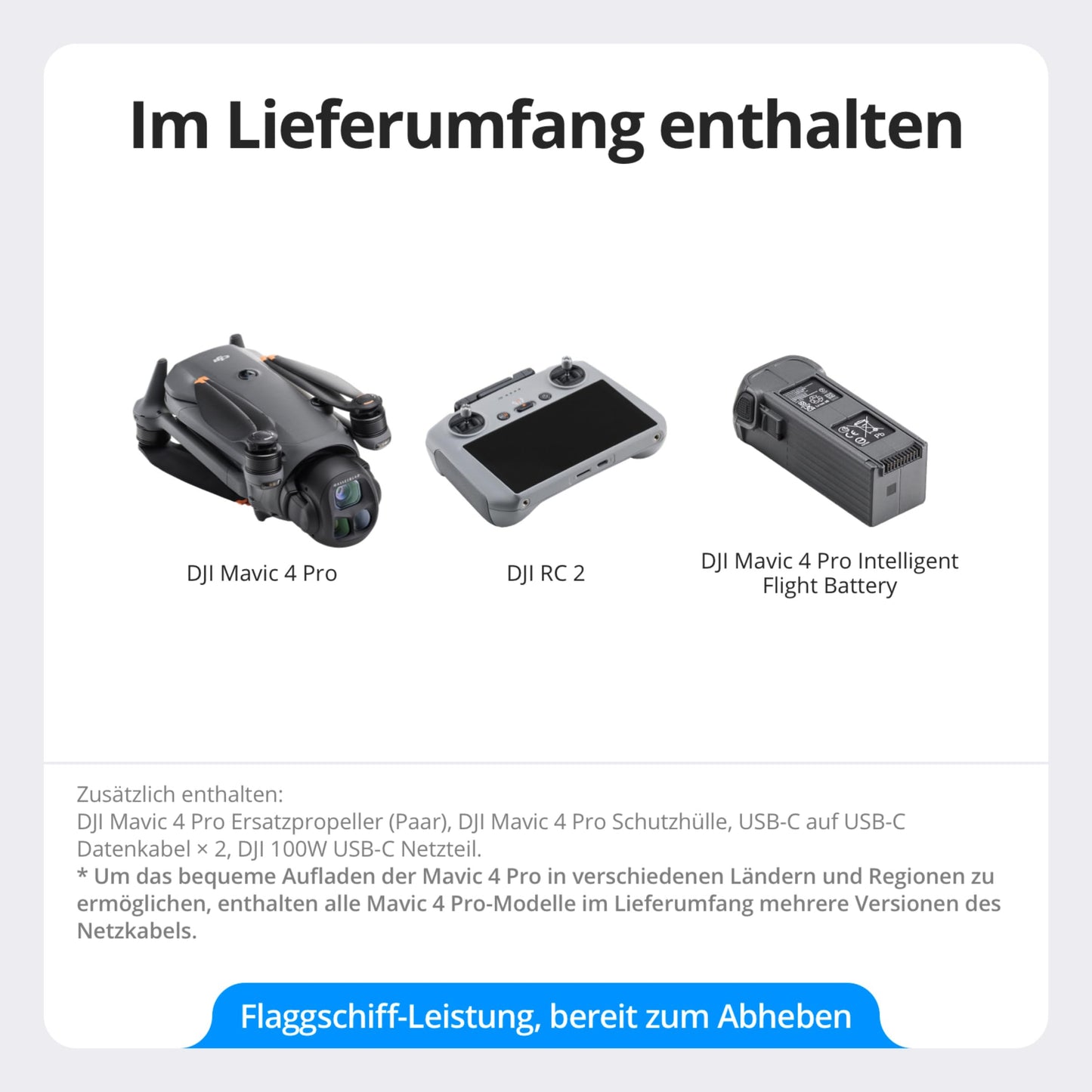 DJI Mavic 4 Pro drone with DJI RC 2, flagship triple camera drone with 100 MP 4/3 CMOS Hasselblad camera, camera drone for professionals, 30 km video transmission, 51 min. max. flight time - 6937224109933