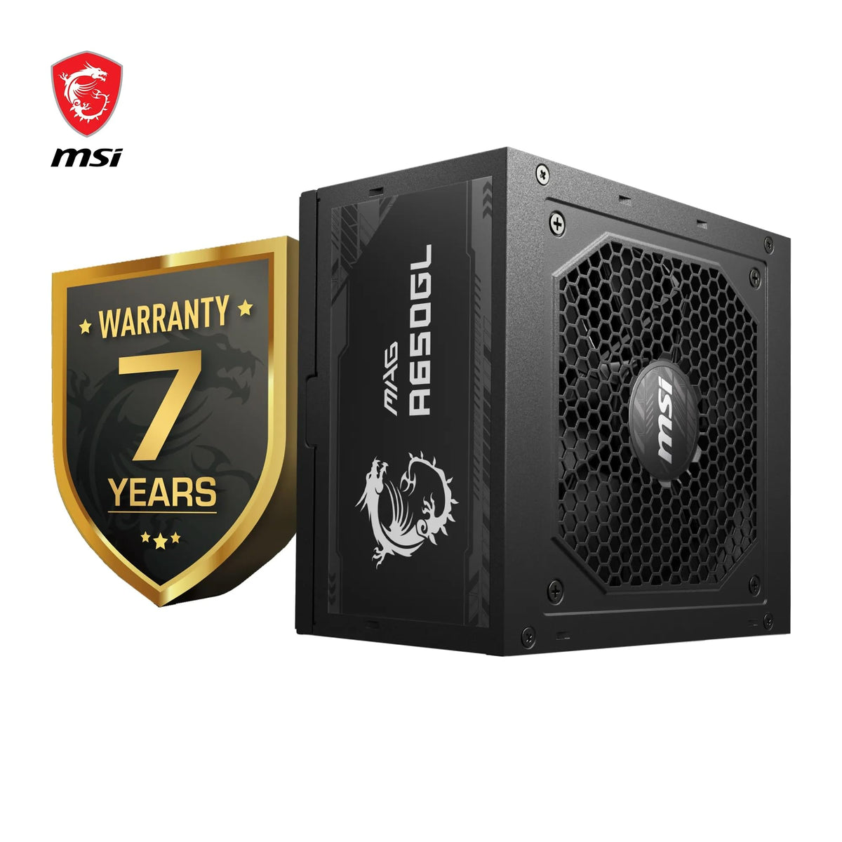 MSI MAG A650GL Sursă de alimentare, 650W, 80 Plus Gold, complet modulară, ventilator de 120mm FDB cu rulmenți dinamici, Full-Bridge LLC, cabluri plate negre - 7 ani garanție - 306-7ZP8C11-CE0