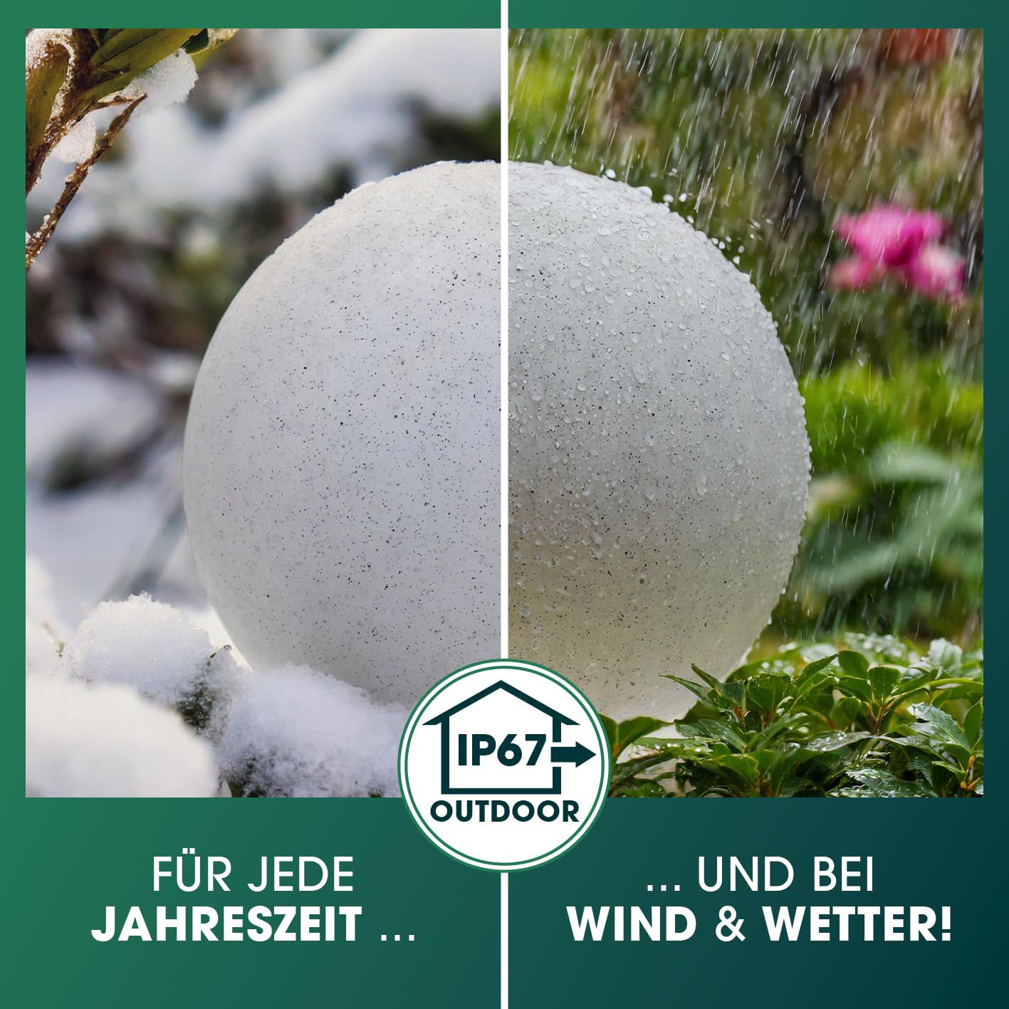 EASYmaxx solar light stone look - set of 2 | LED solar light as a solar decorative stone | Solar ball weather-resistant | Solar ball in stone look - 19696