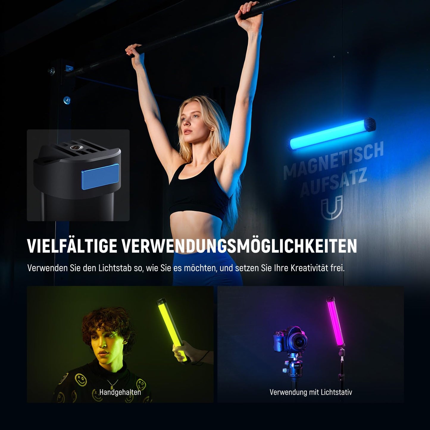 NEEWER Basics 12" Magnetic RGB Video Light Wall, CRI95 Dimmable 8 W, SL30