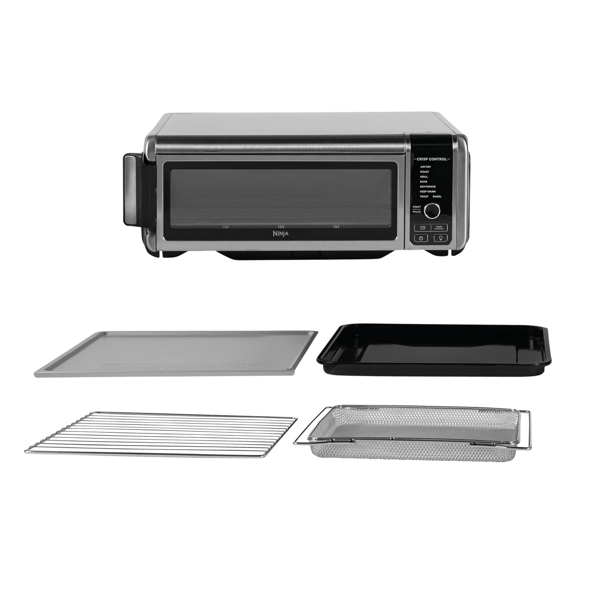 Ninja Foodi 8-in-1 Cuptor Multifuncțional, cuptor mini portabil pentru blaturi, cuptor multifuncțional cu 8 funcții de gătit; Air Fry, prăjire, grătar, coacere și multe altele. Argintiu/Negru SP101EU