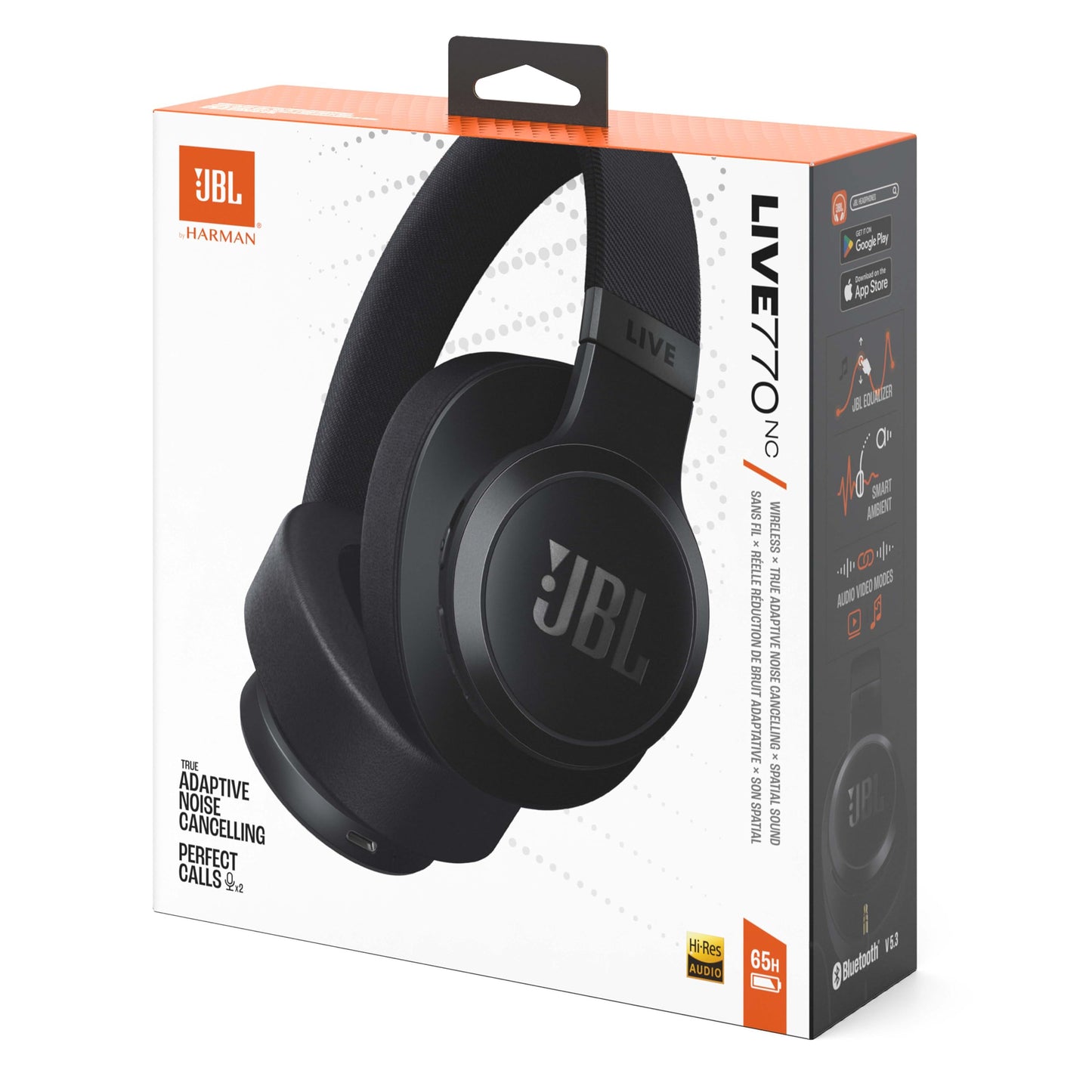 JBL Live 770 NC - Bluetooth over-ear headphones with adaptive noise canceling - Wireless earphones with JBL Signature Sound and voice assistant - Long music enjoyment for up to 65 hours - In black - JBLLIVE770NCBLK