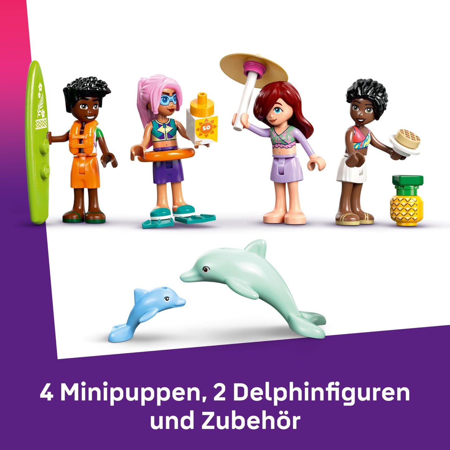 LEGO Friends sailing adventure set - toy including boat with rotating sail, 4 mini dolls and 2 dolphin figures as well as fun accessories - creative birthday gift for girls aged 8 and over - 42664