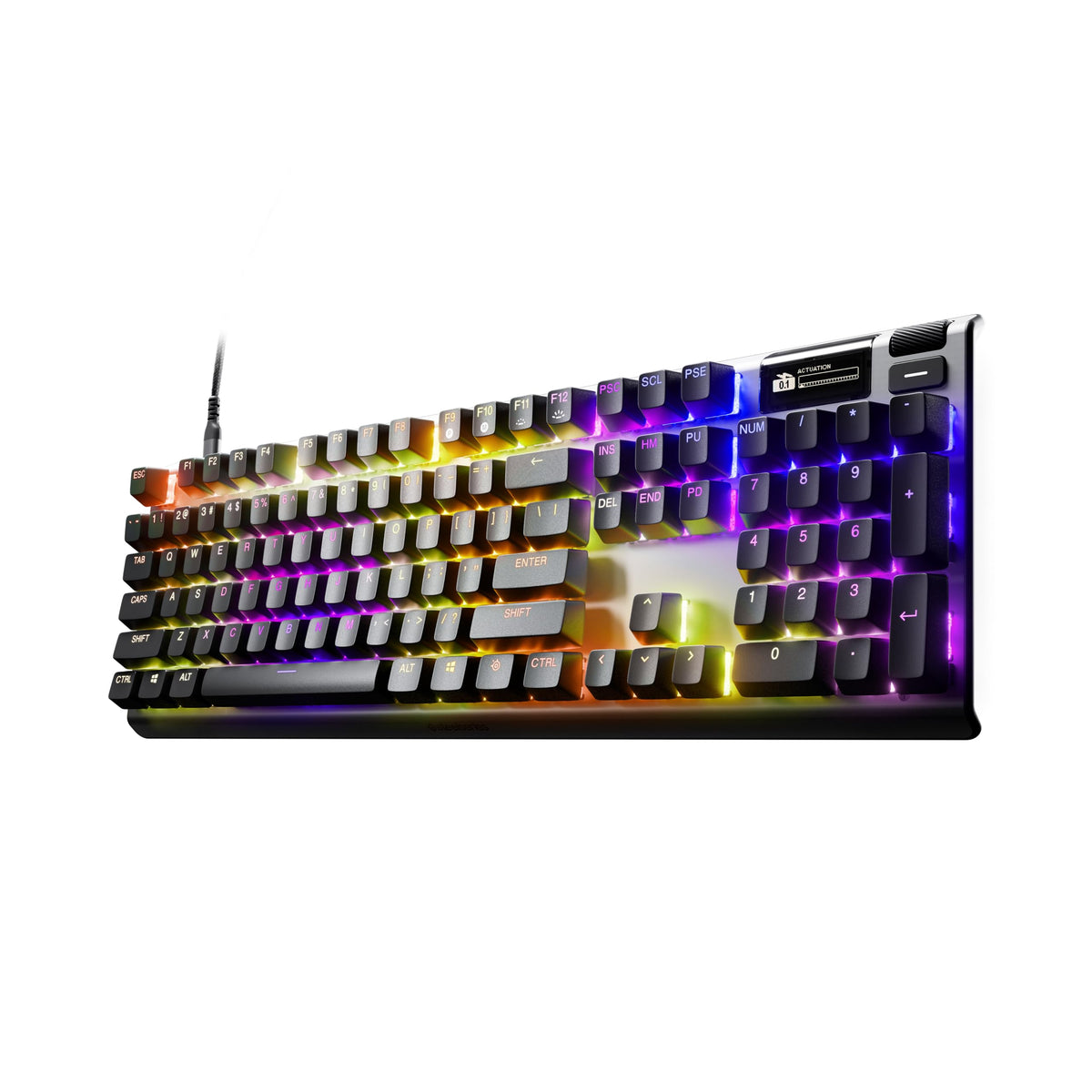 SteelSeries Apex Pro Gen 3 - Gaming Keyboard - Hall Effect Switches; OmniPoint 3.0 - Adjustable Actuation - Game-Ready Presets - Rapid Trigger, Protection Mode, Rapid Tap/SOCD - American QWERTY - 64660